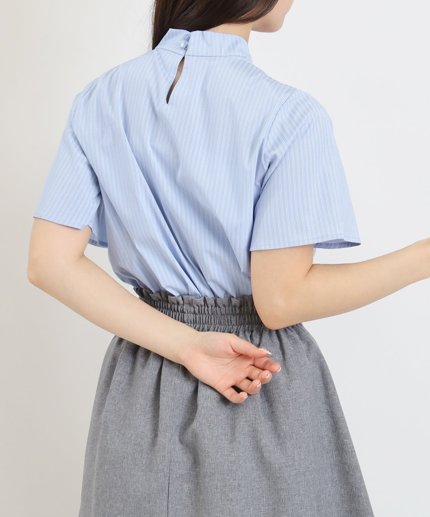 ホワイト×サックス　model:160cm  着用サイズ：M