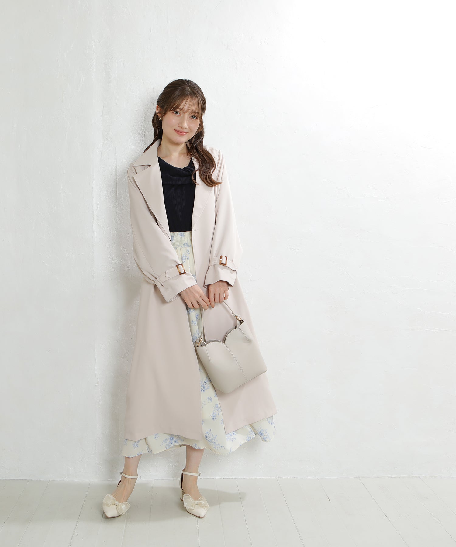 ピンクベージュ　model：163　着用サイズ：M