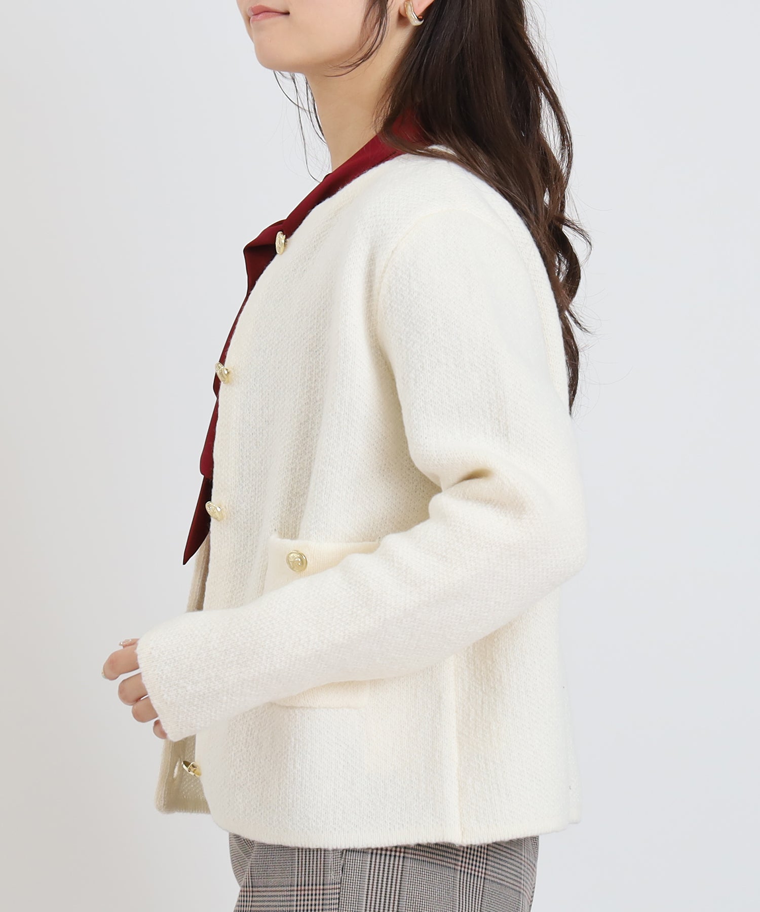 チ*ー様 モガ　ニットジャケット KOBE LETTUCE（神戸レタス） ジャケット ノーカラージャケット ダブル