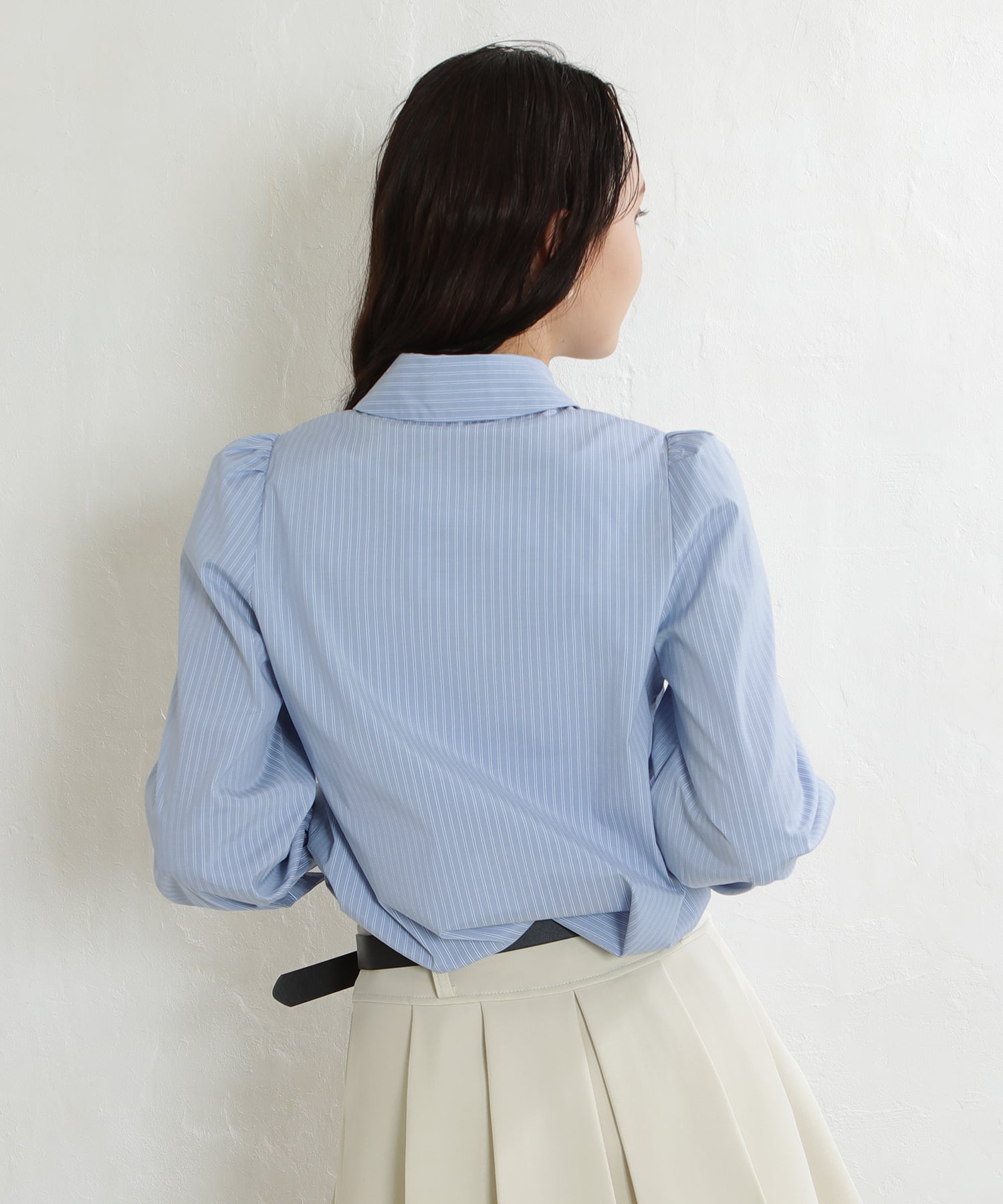 サックス×ストライプ　model:171cm  着用サイズ：M