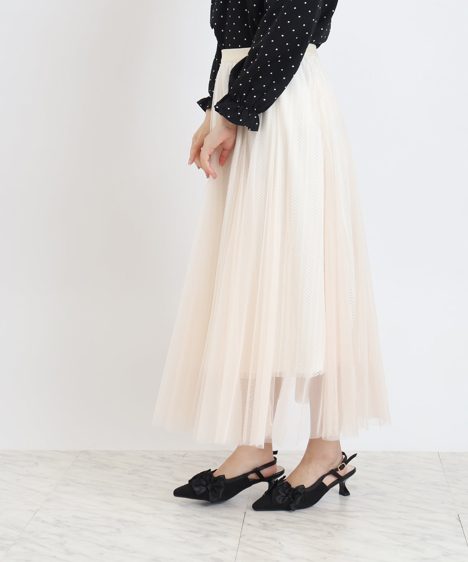 ラメストライプチュールスカート