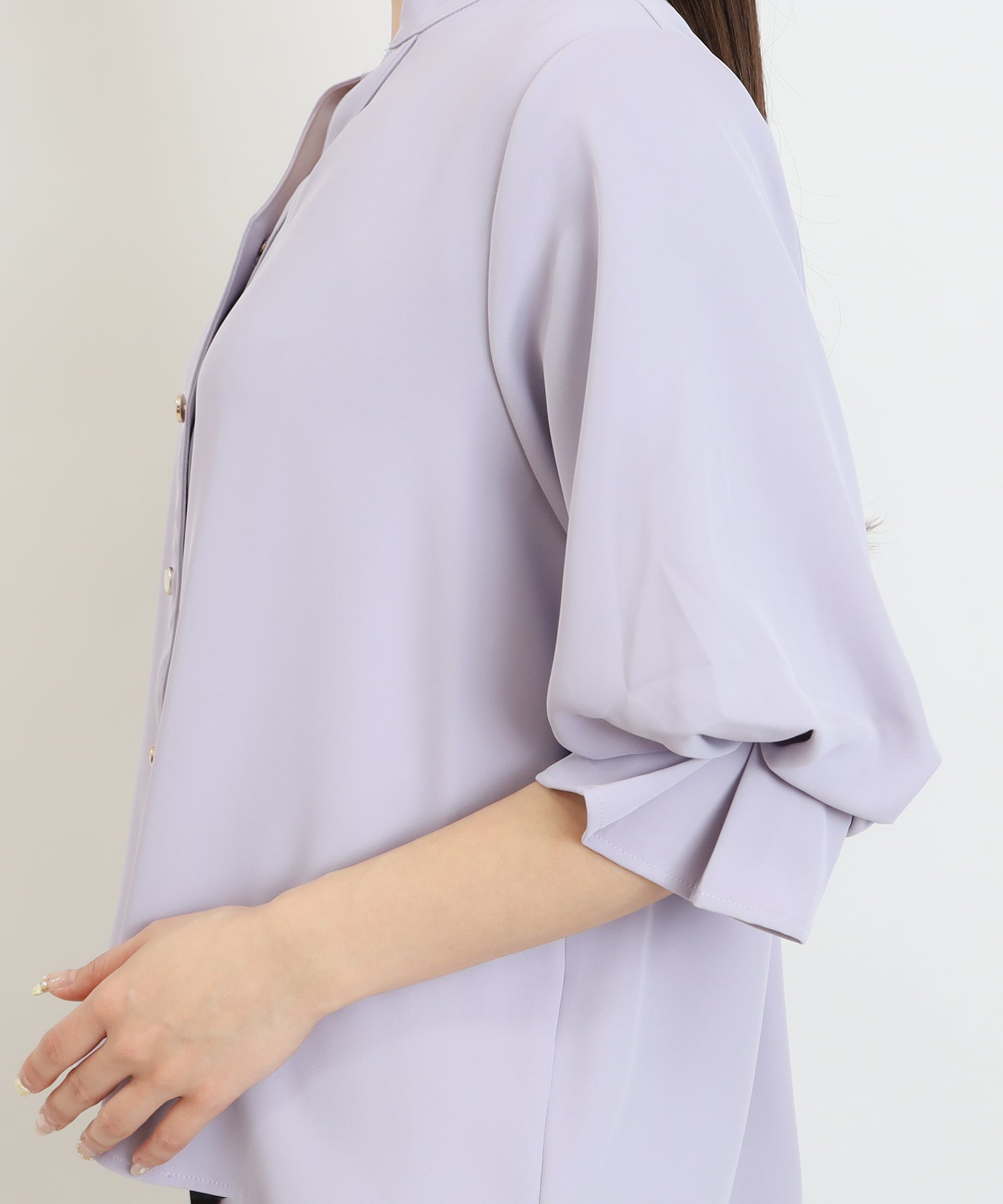 再入荷】とろみボリュームスリーブスキッパーブラウス