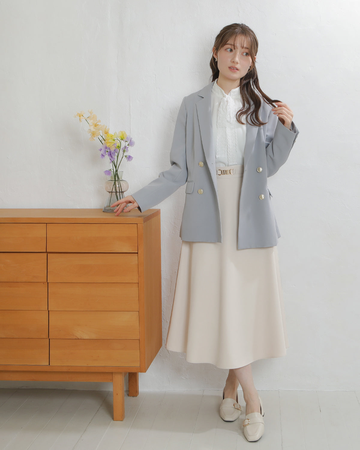 ベージュ　model:163cm  着用サイズ：S