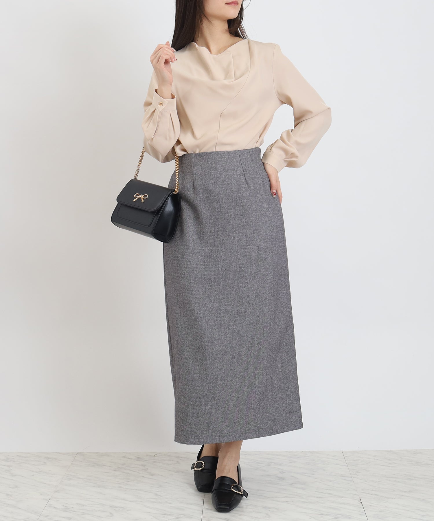 ベージュ　model:160cm   着用サイズ：M