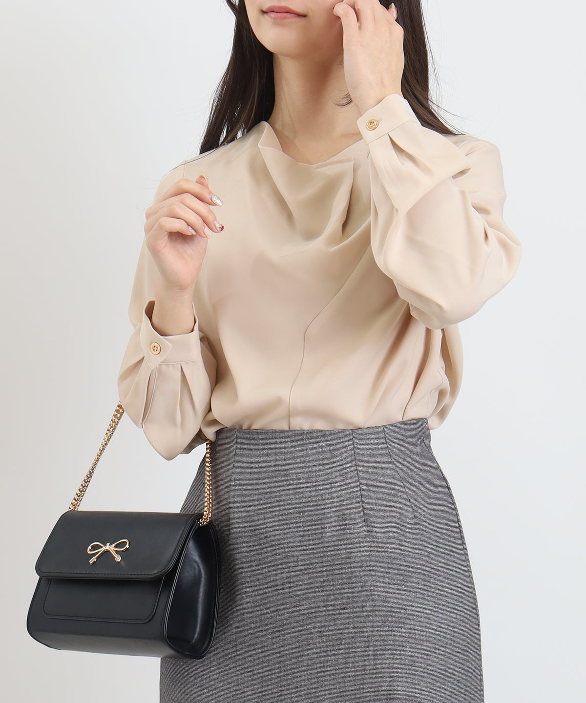 ベージュ　model:160cm   着用サイズ：M