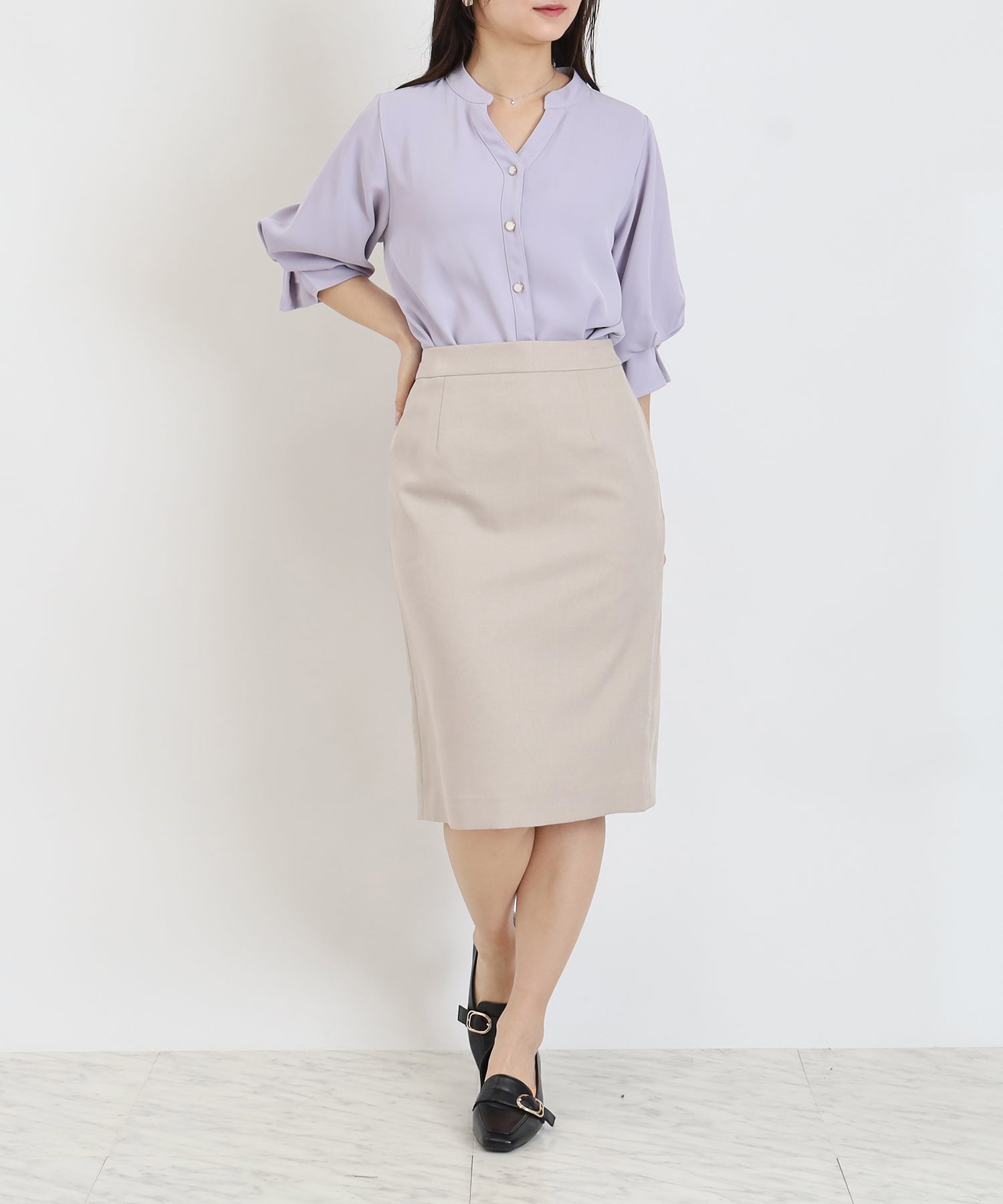 グレージュ　model:160cm  着用サイズ：M