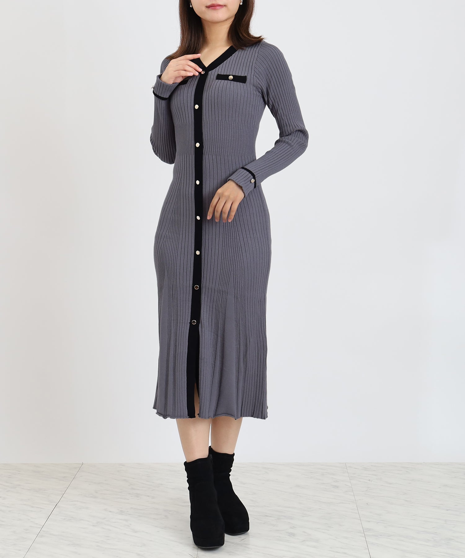 チャコール　model:156cm  着用サイズ：M