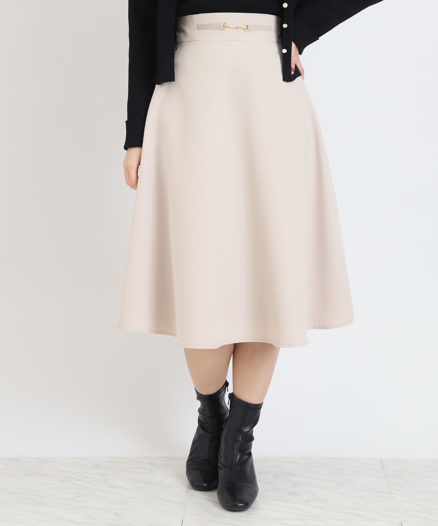 ダブルクロスビット付きフレアスカート