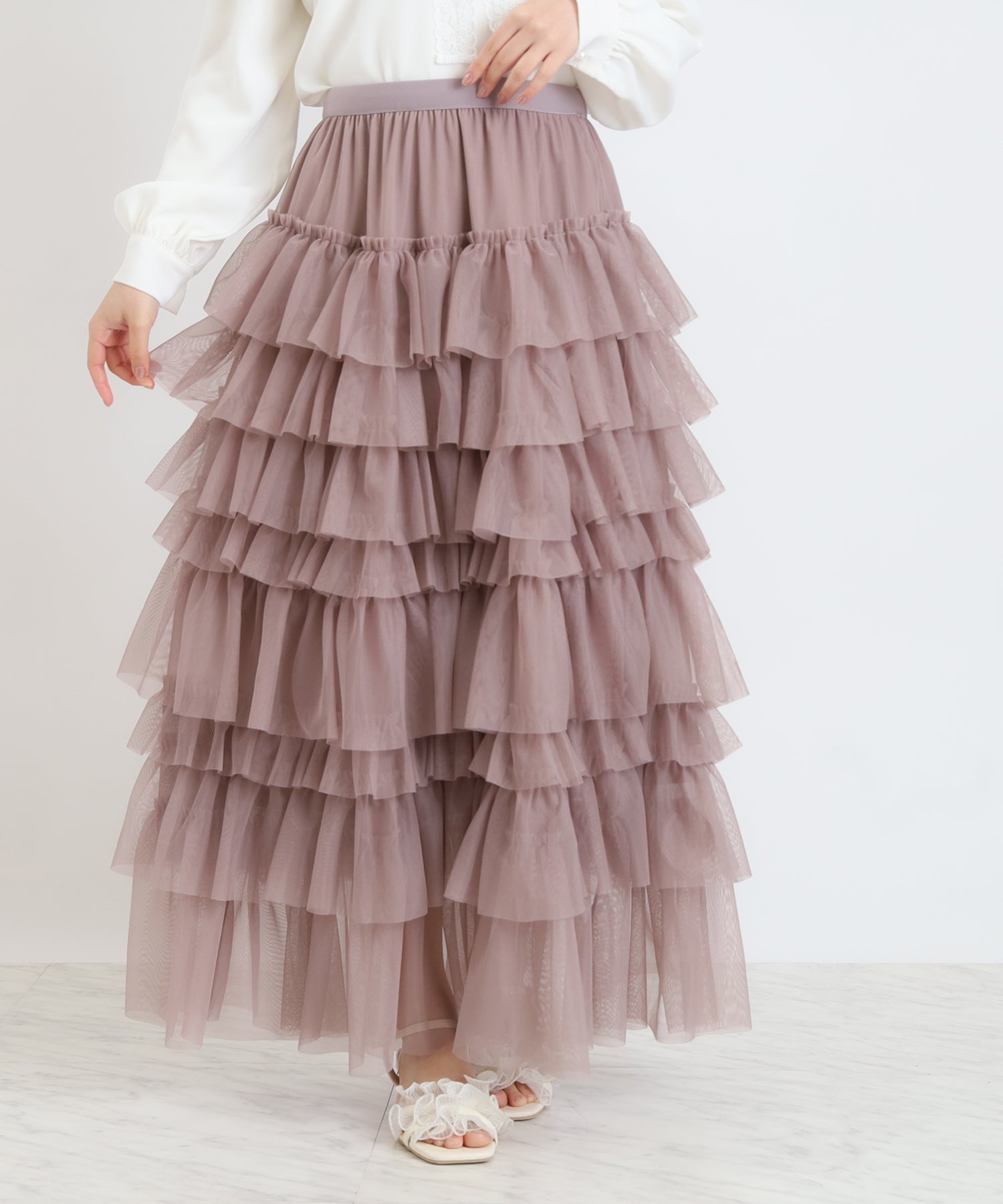 Odille オディール tsuru チュールスカート ピンク 2019 FW TSURU by Mariko Oikawa - TSURU by Mariko Oikawa Bess ストライプ