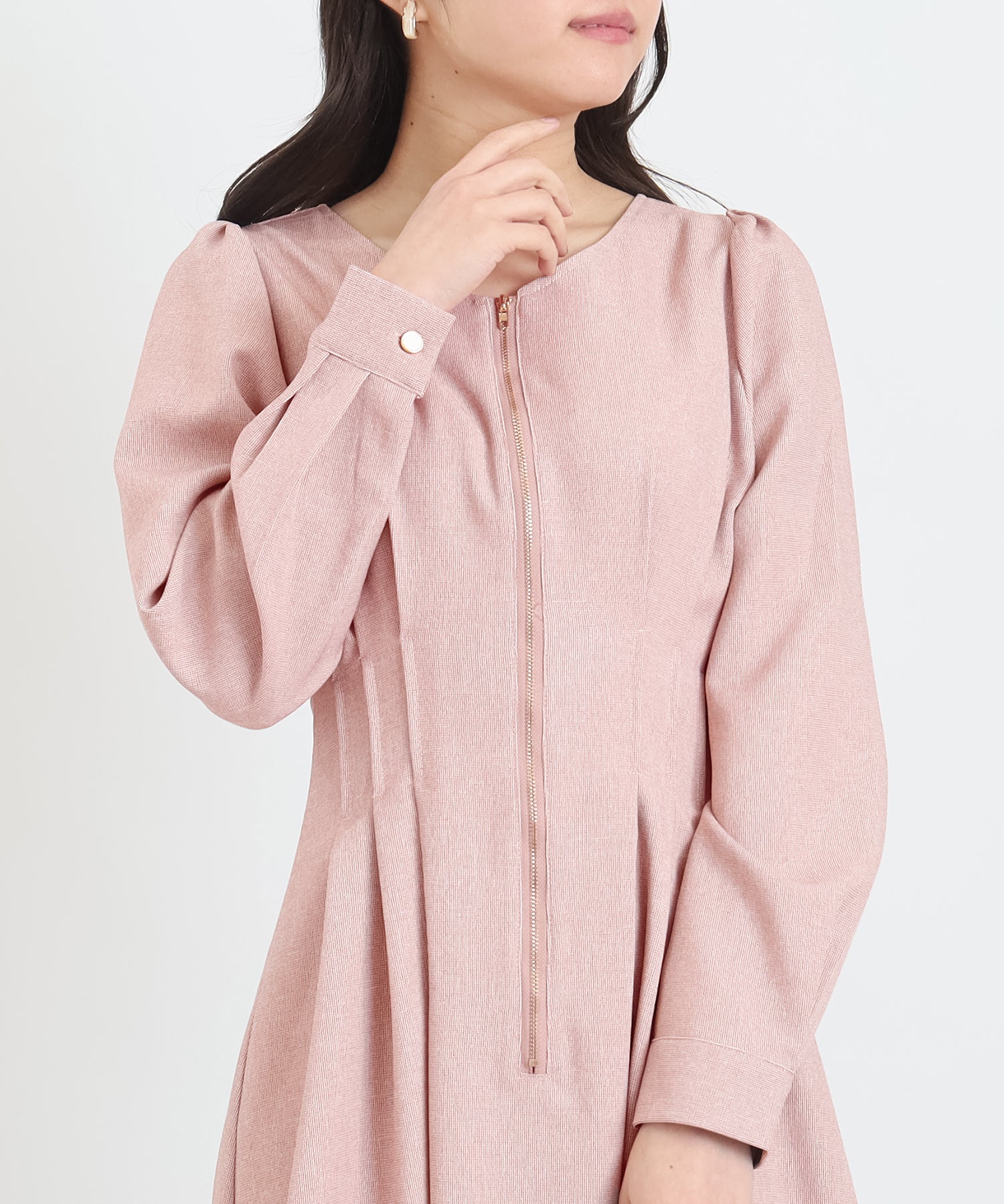 ワンピース pink 送料無料 ◇ D2013 クロッシェ シェル レース ハーフスリーブ フレア