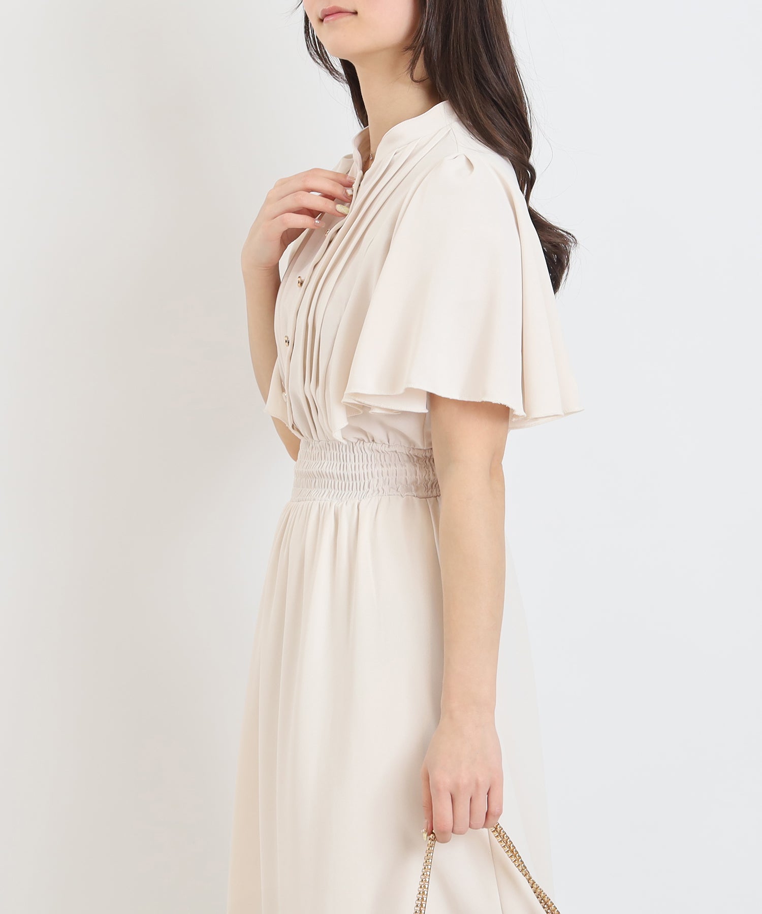 ピンタックフレアスリーブワンピース