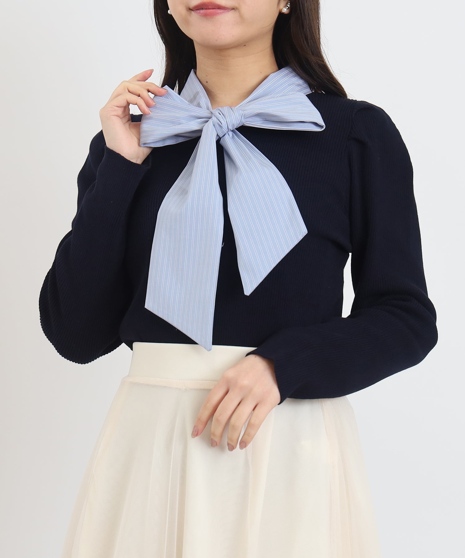 ネイビー×ストライプ