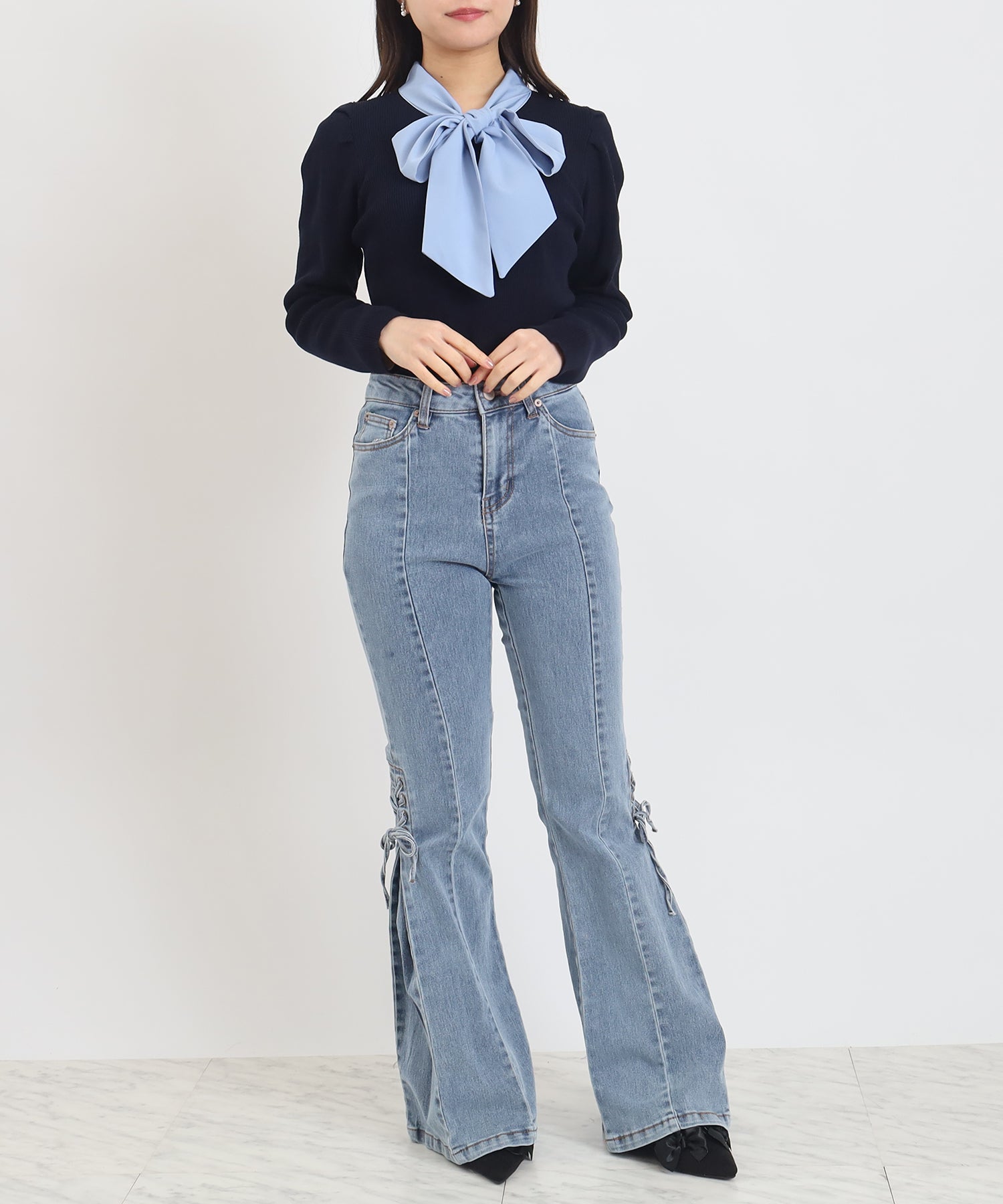 ネイビー×ブルー　model:156cm  着用サイズ：M