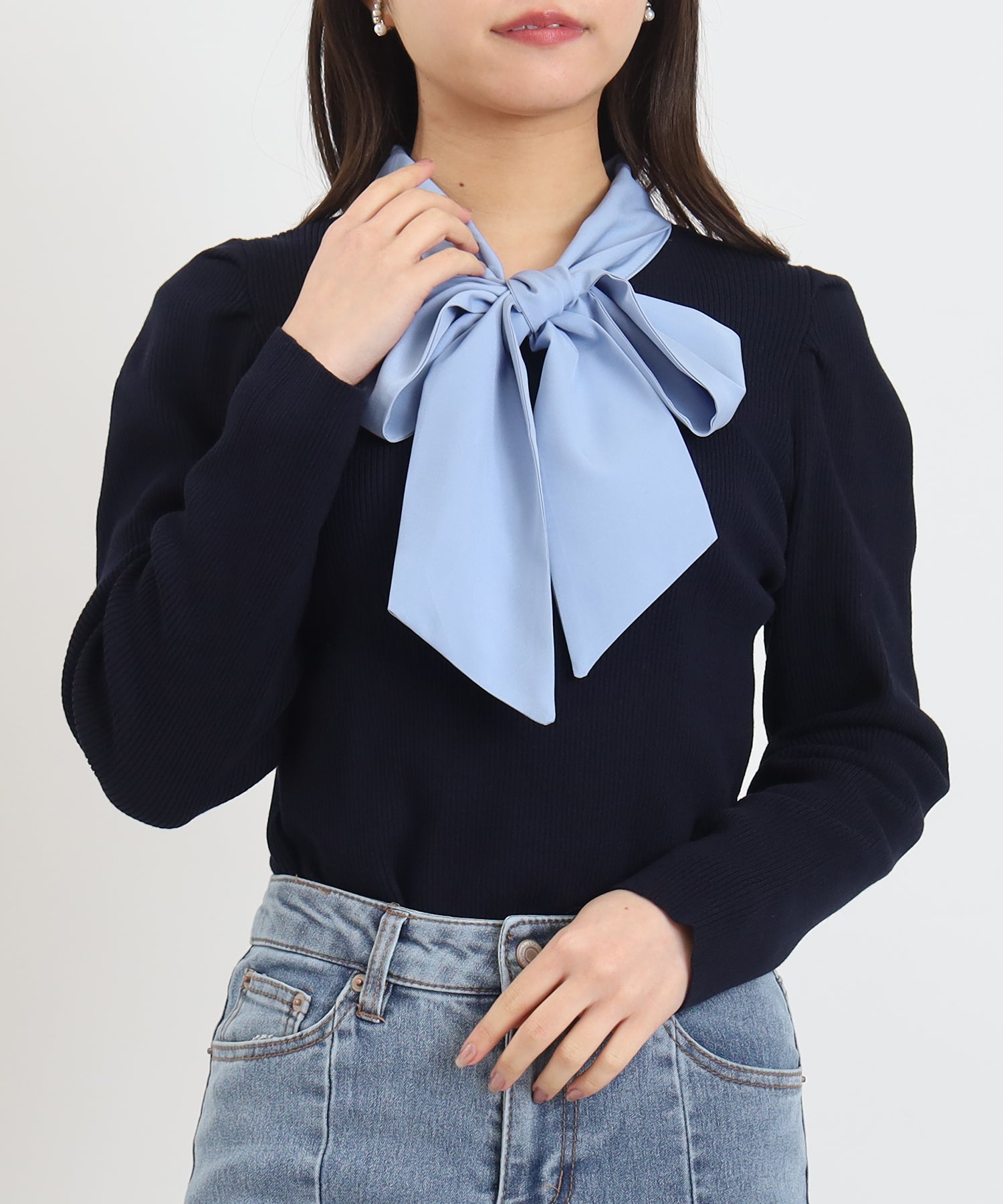 ネイビー×ブルー　model:156cm  着用サイズ：M