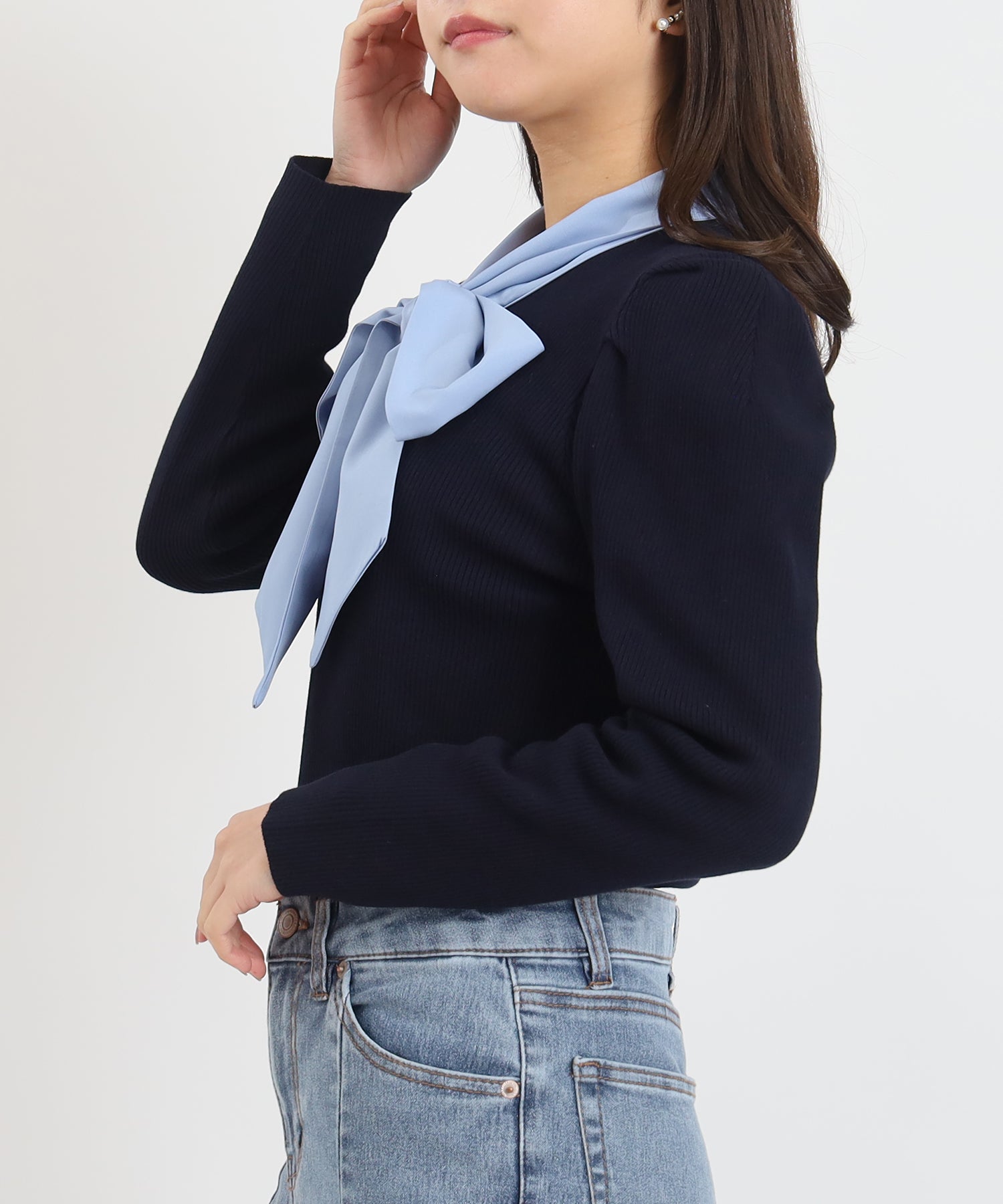 ネイビー×ブルー　model:156cm  着用サイズ：M