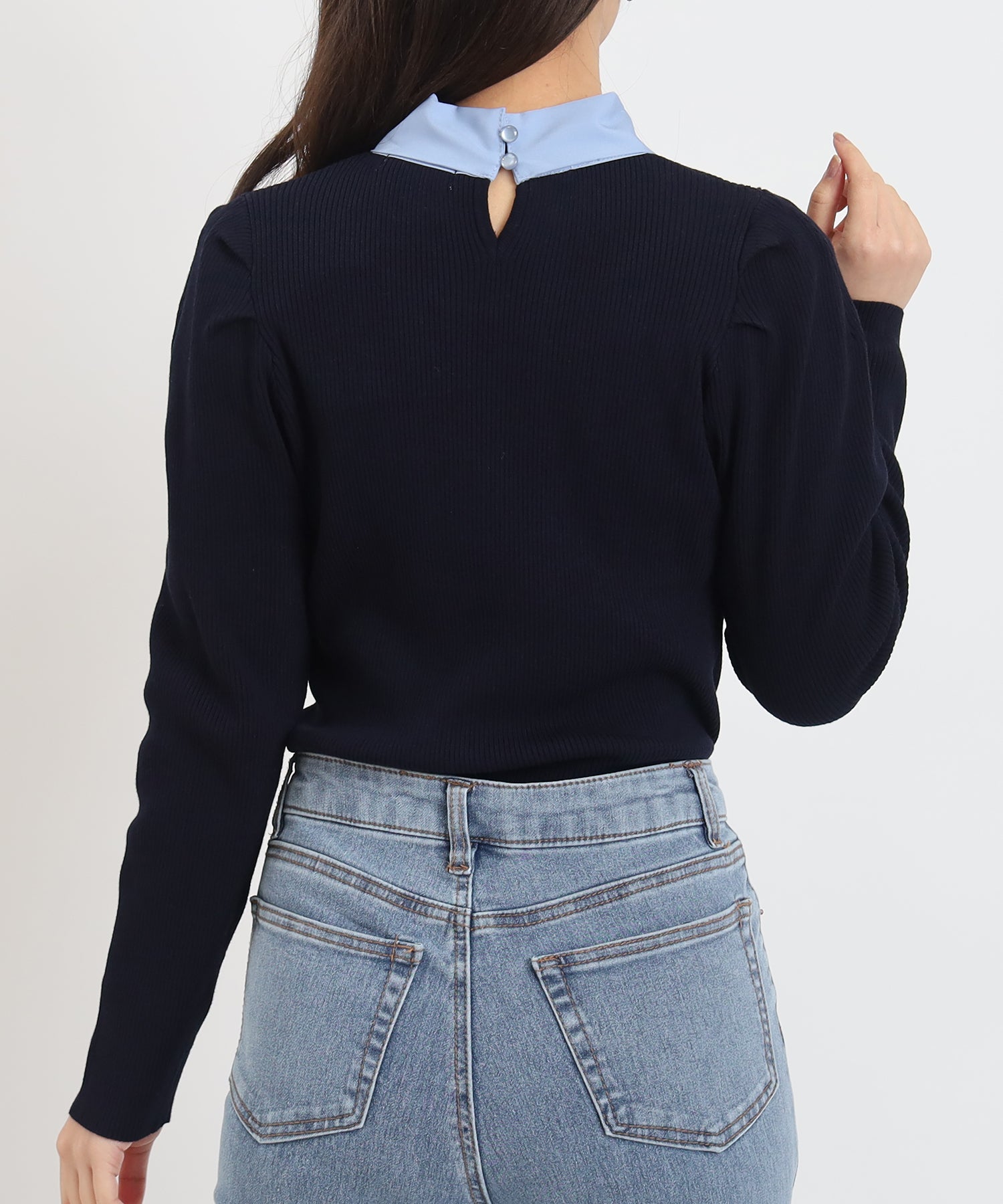 ネイビー×ブルー　model:156cm  着用サイズ：M