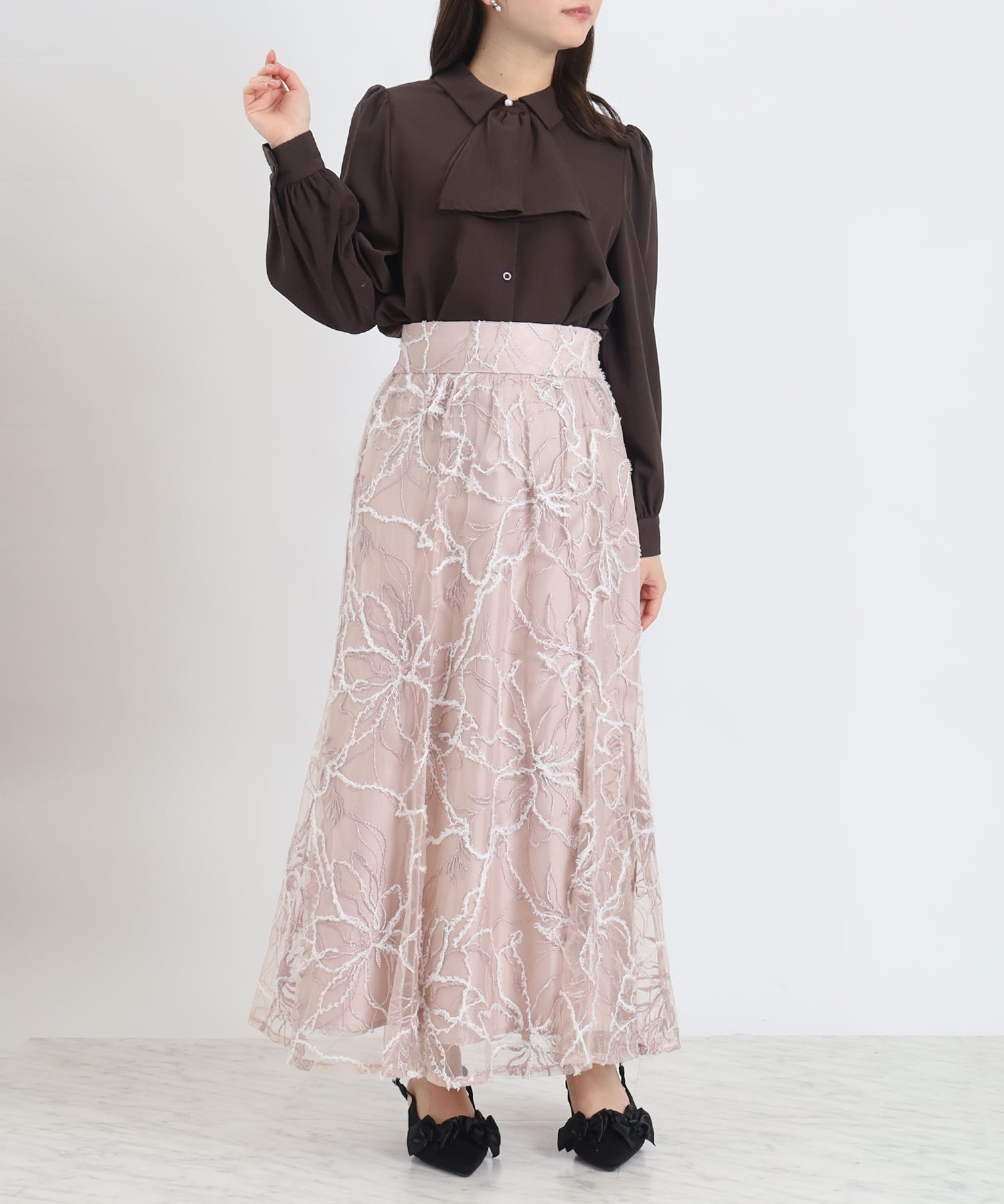 2way丈 刺繍フレアスカート