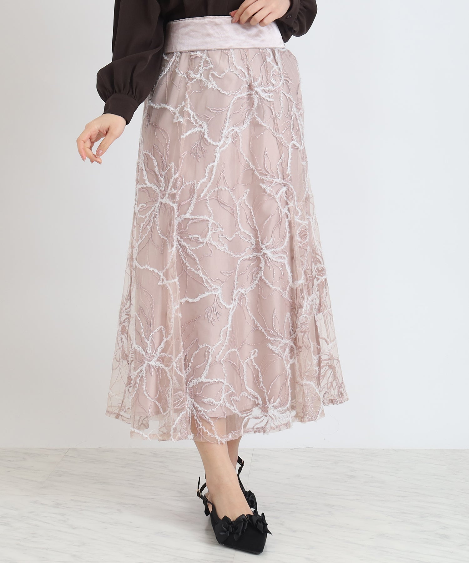 2way丈 刺繍フレアスカート