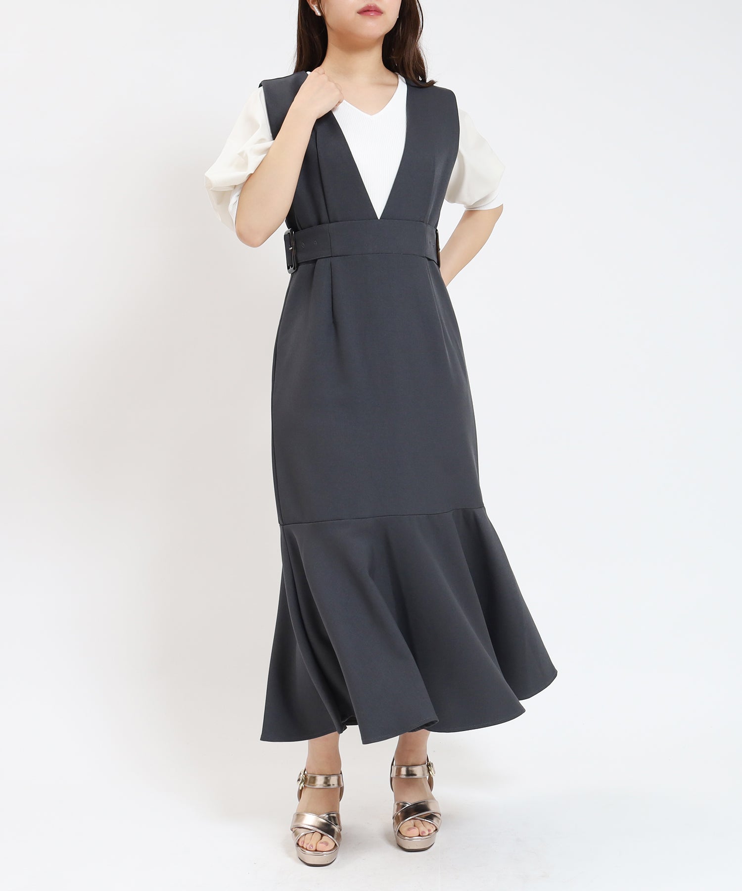 グレージュ　model:156cm　着用サイズ:M