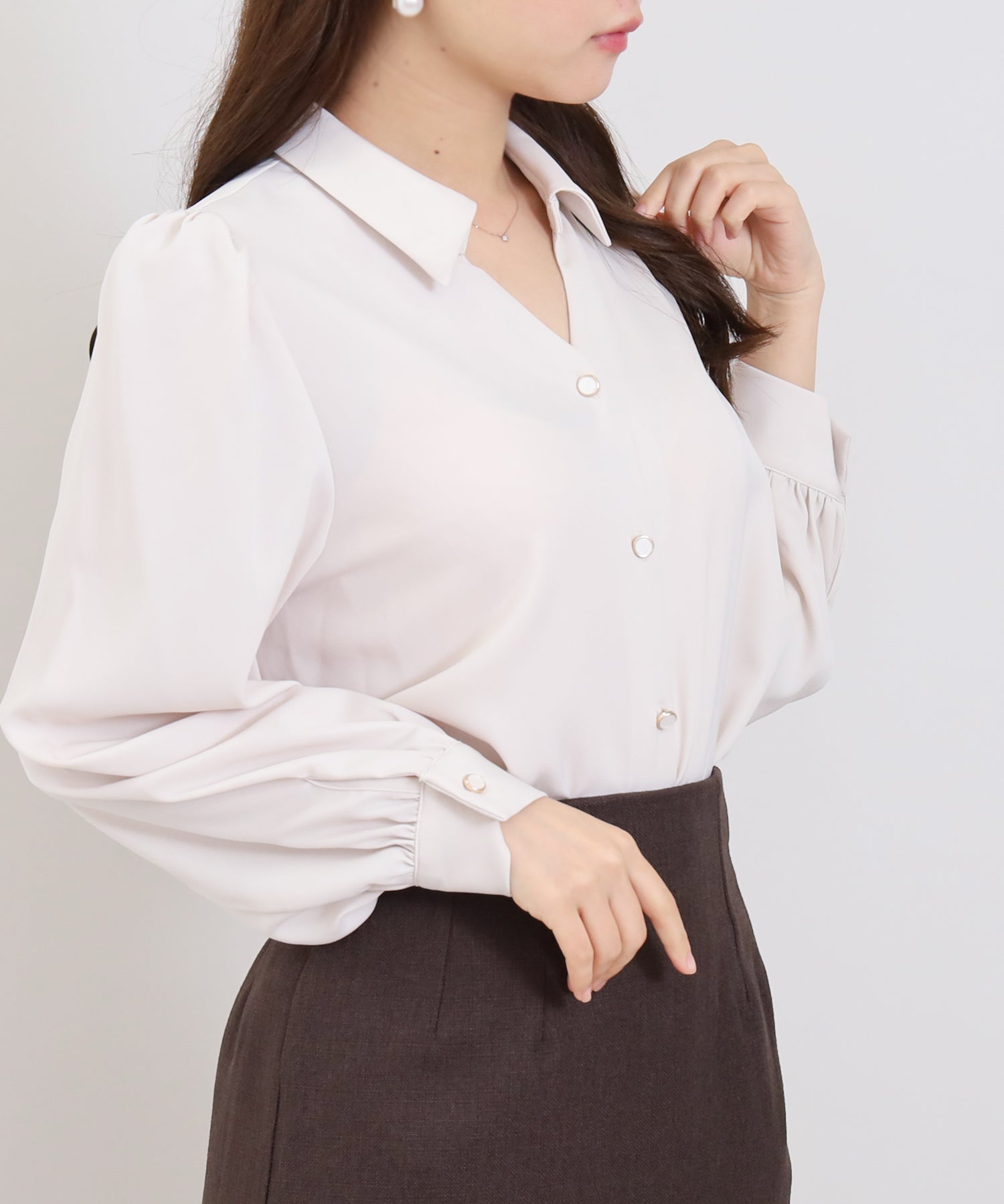 ピンクベージュ　model：156　着用サイズ：S