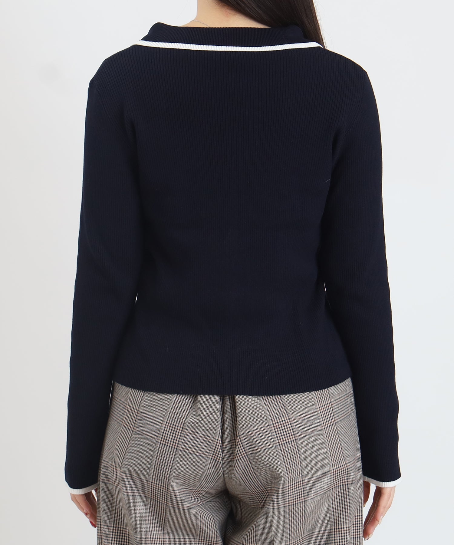 スキッパーポロリブニット