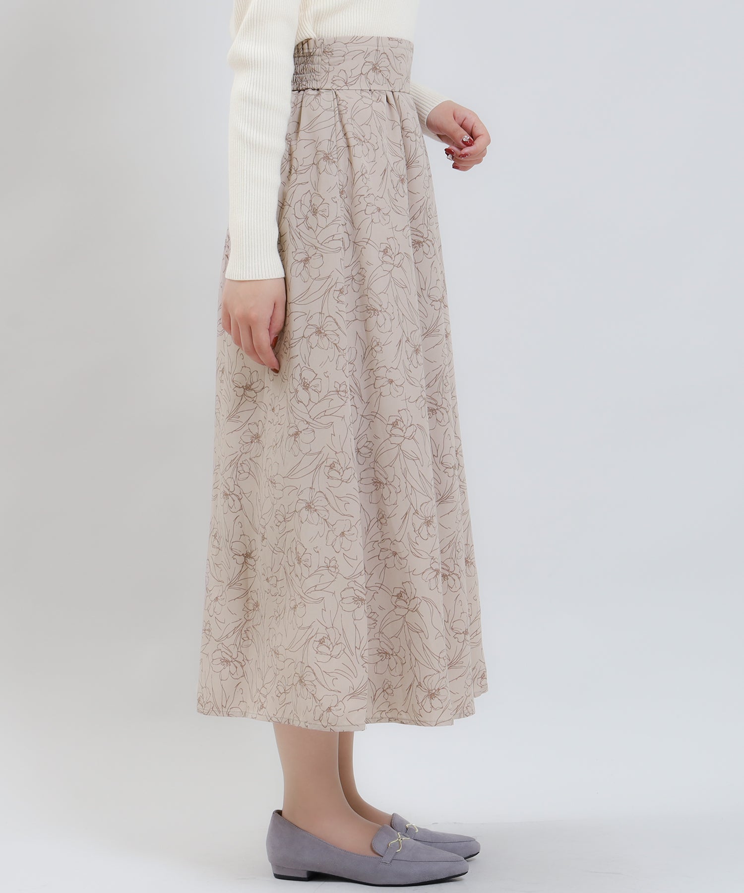 2WAY floral pattern long skirt