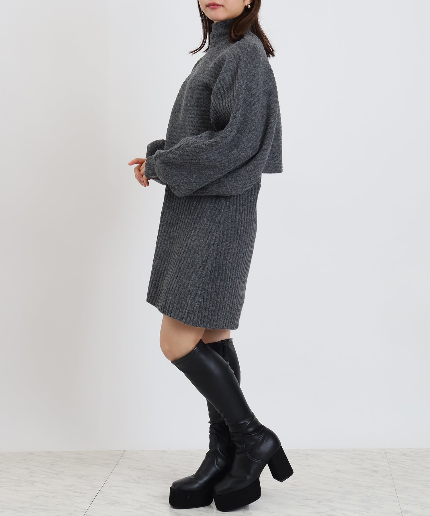 チャコール　model:156cm  着用サイズ：M