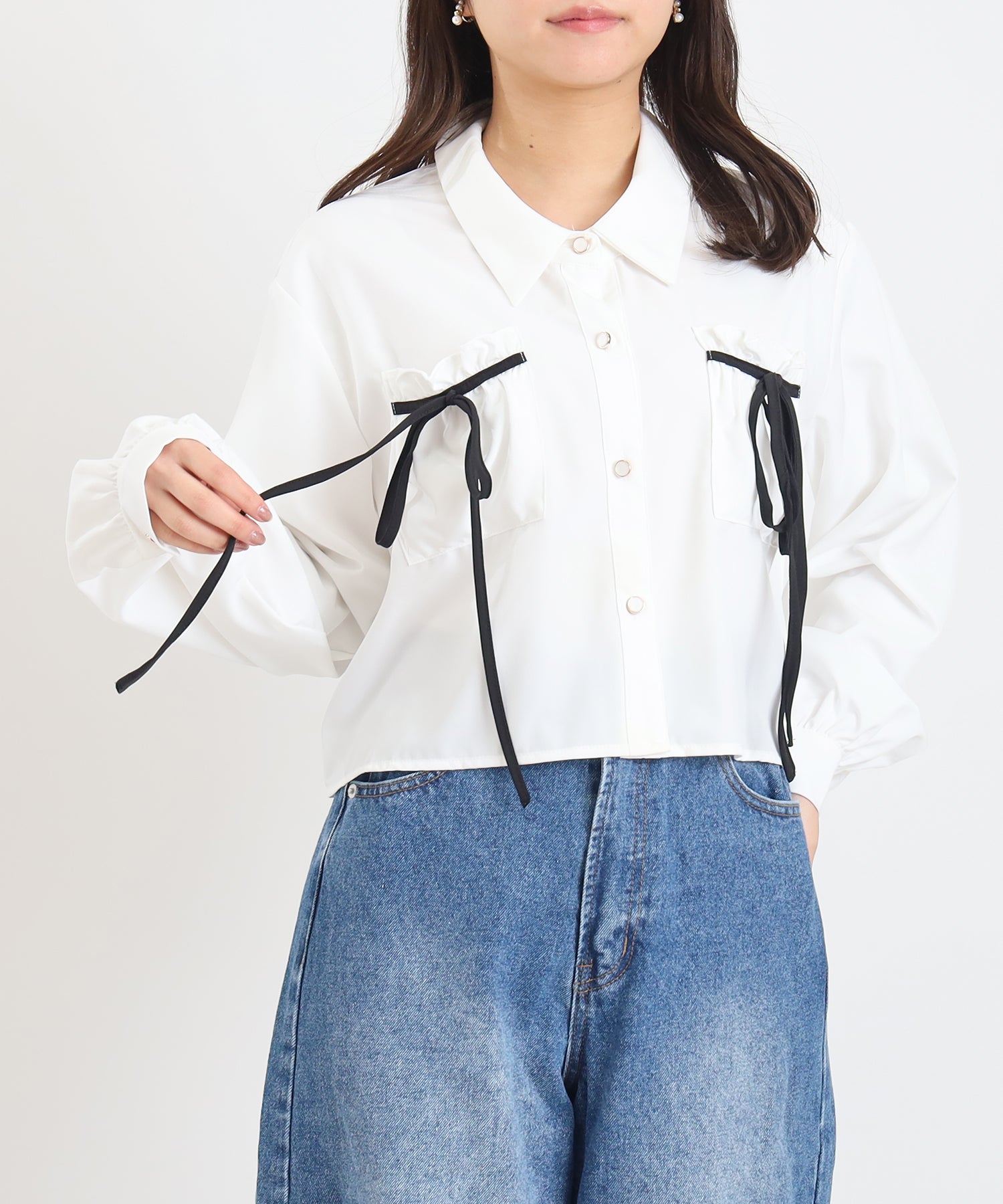 ホワイト×ブラック　model：156　着用サイズ：M