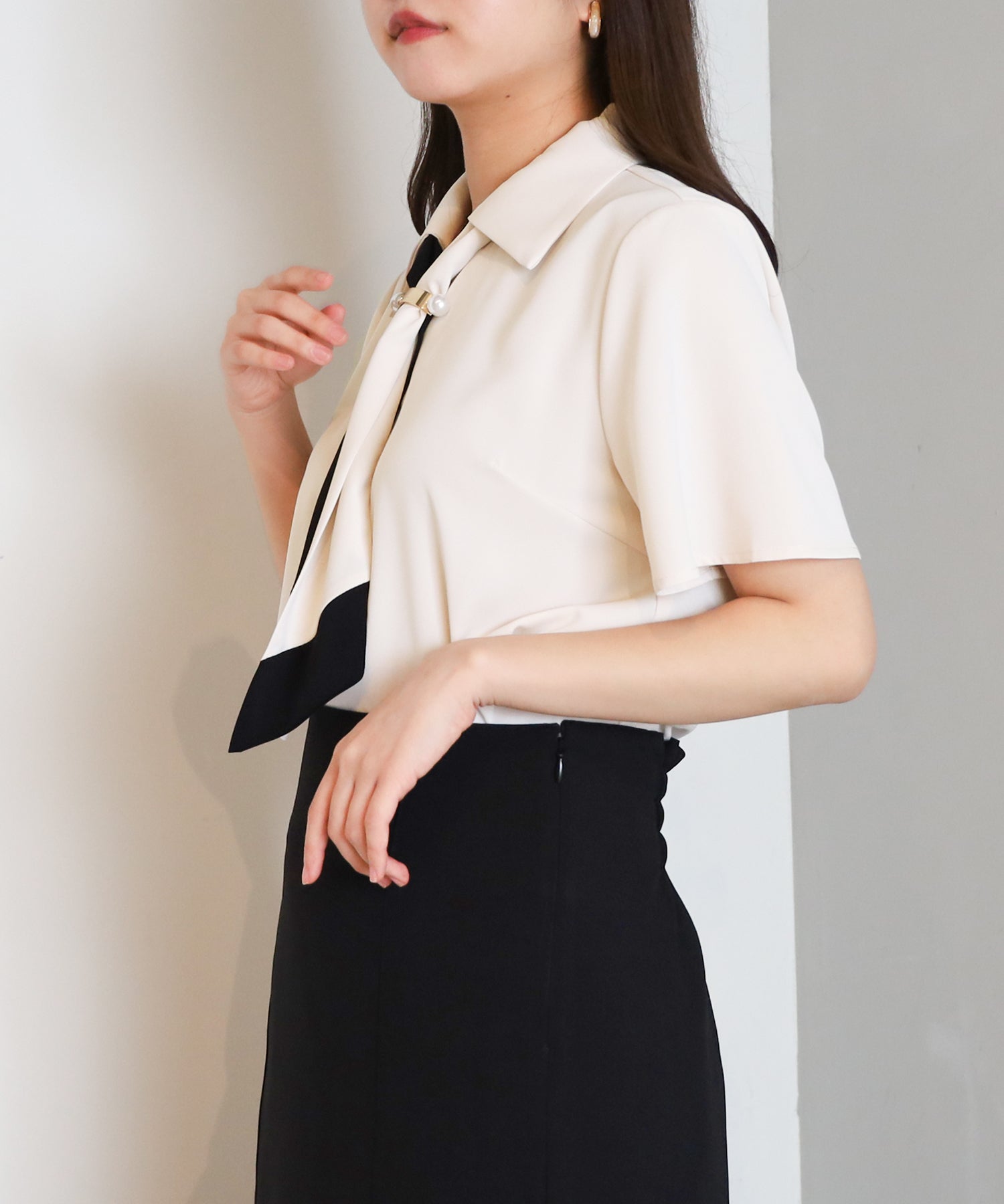ベージュ　model：156cm　着用サイズ：M