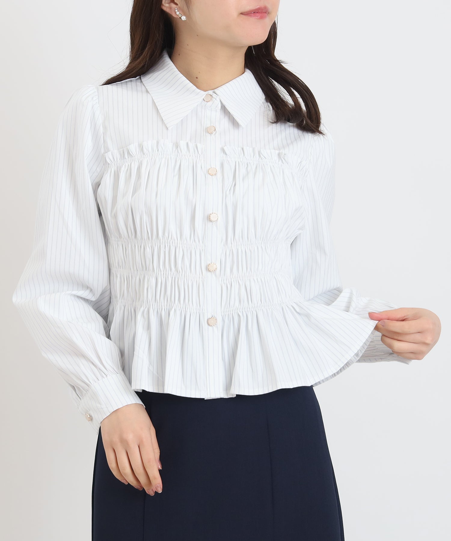 オンラインショップ先行入荷)シャーリングクロップドシャツ