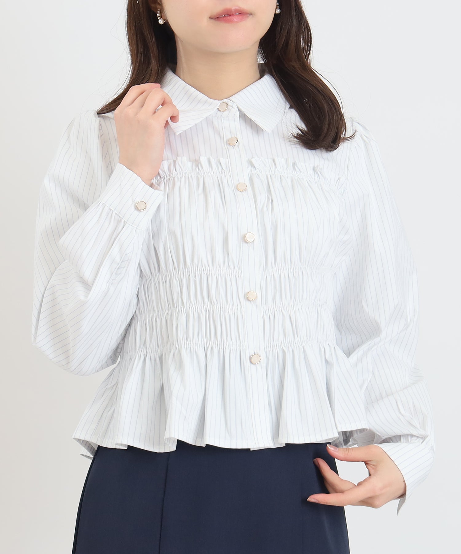 オンラインショップ先行入荷)シャーリングクロップドシャツ