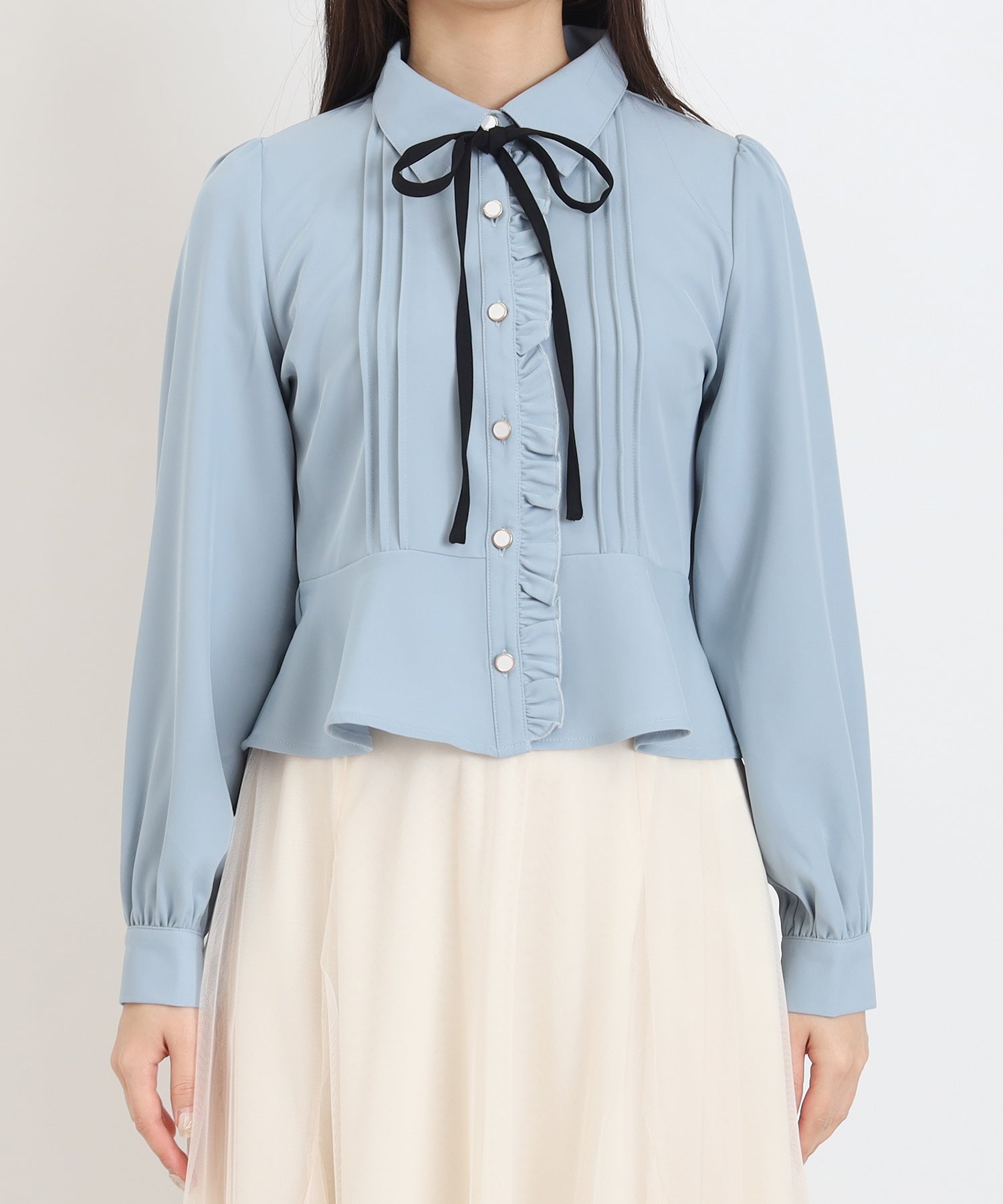 オンラインショップ先行入荷)ピンタックペプラムブラウス