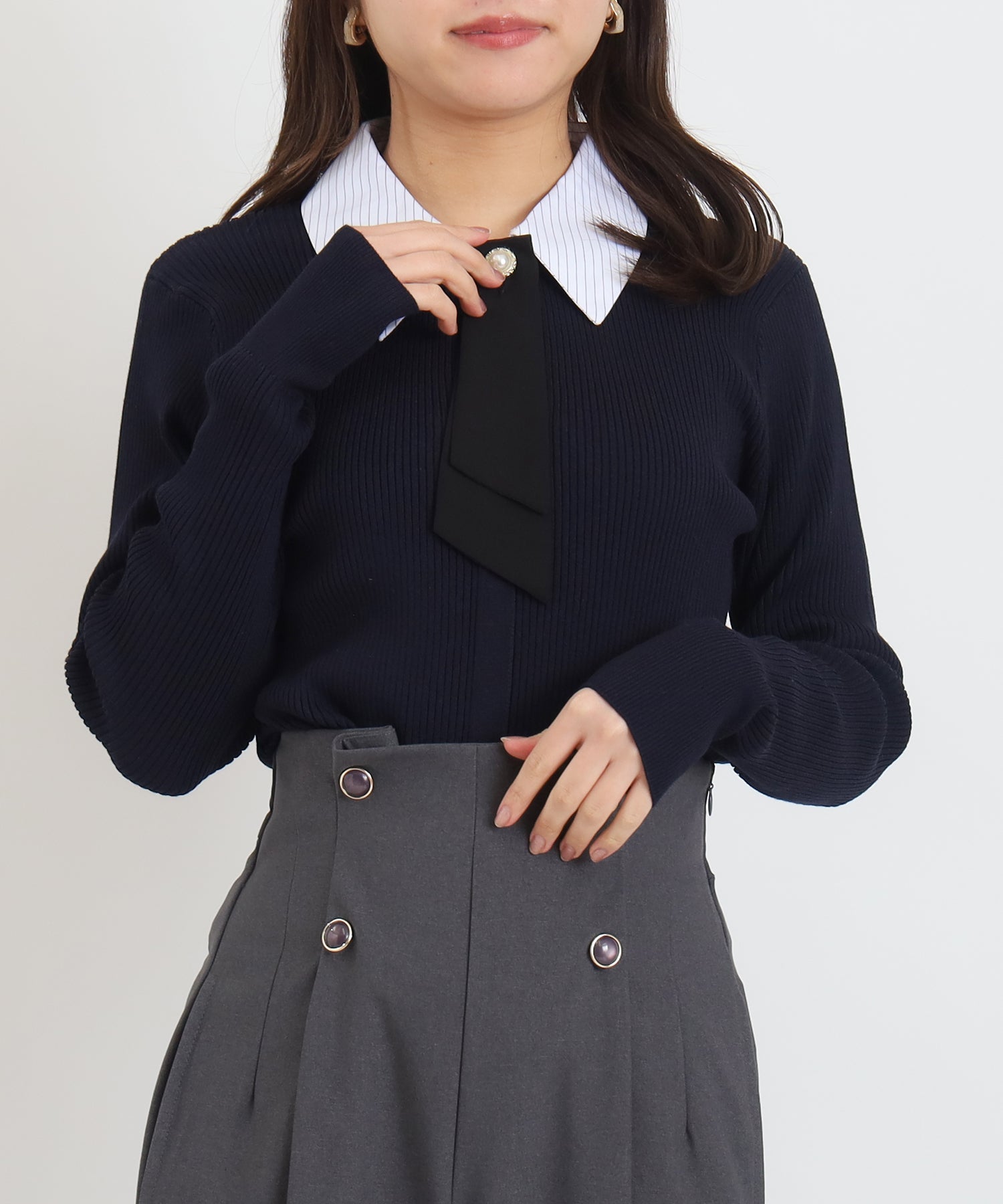 ネイビー(襟ホワイト×ブルー)