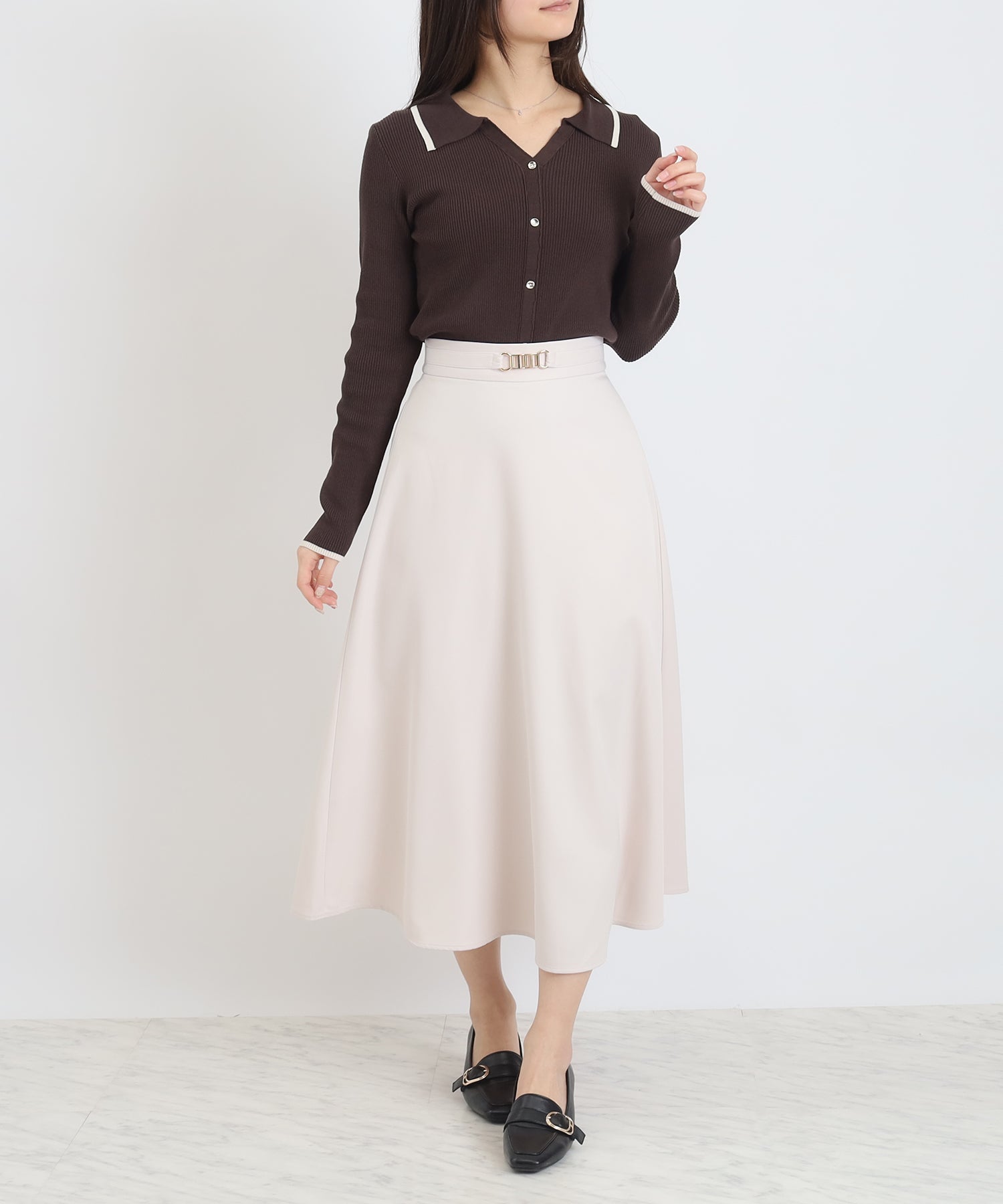 300日着られるニット】スキッパーポロリブニット