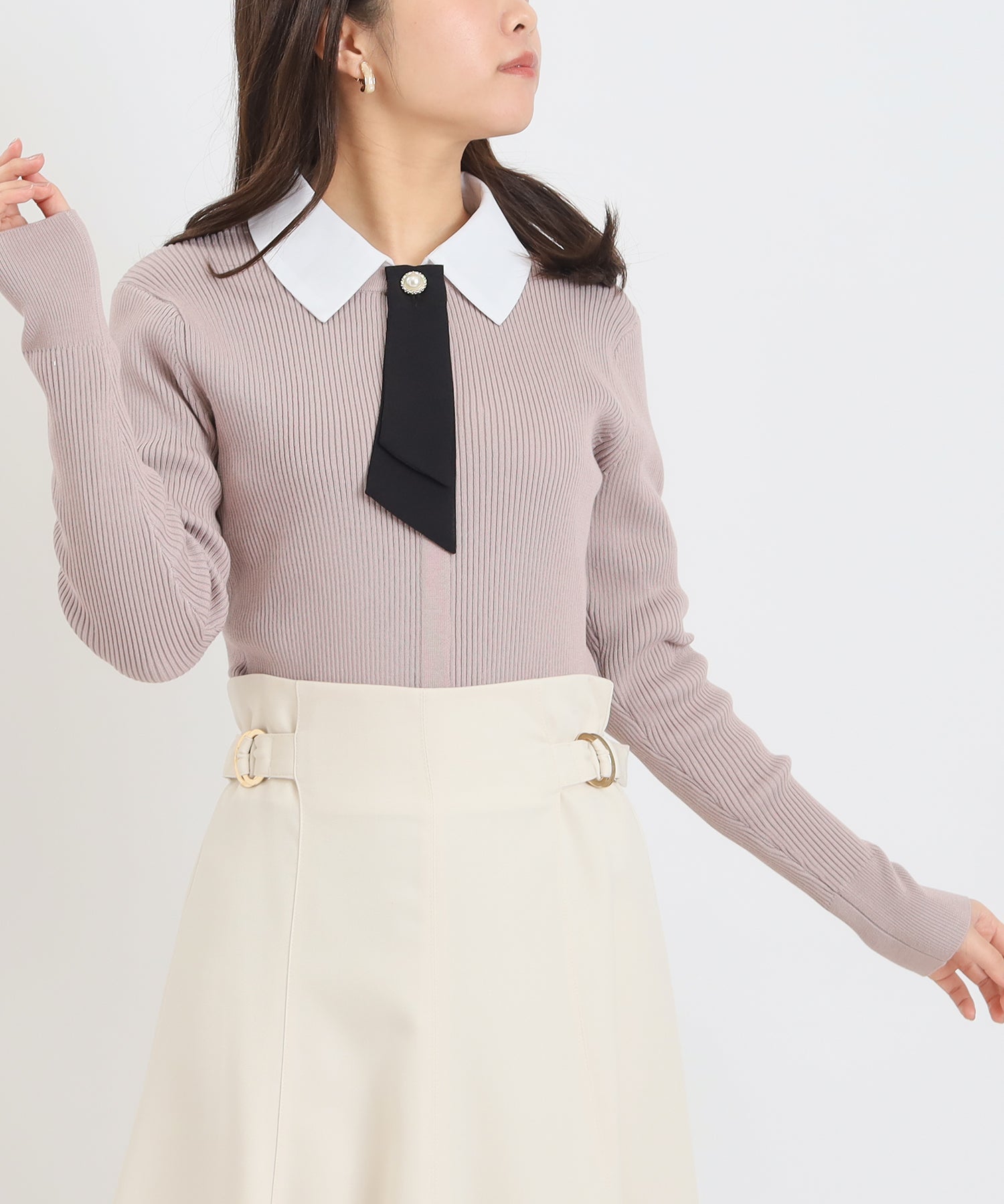 ピンクベージュ　model：156cm 着用サイズ：M