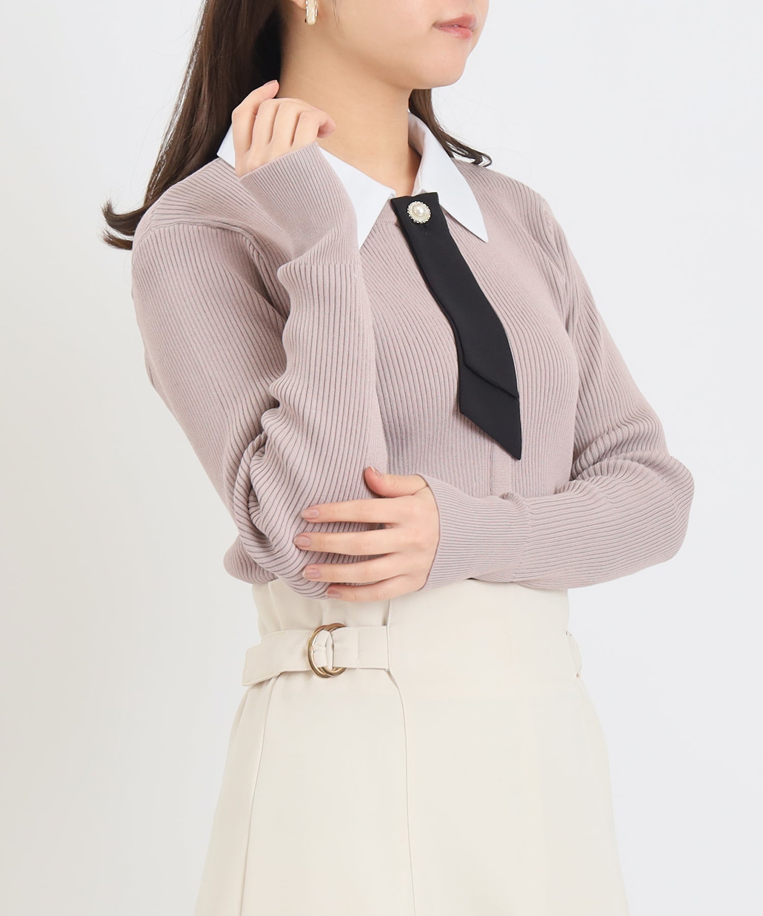 ピンクベージュ　model：156cm 着用サイズ：M