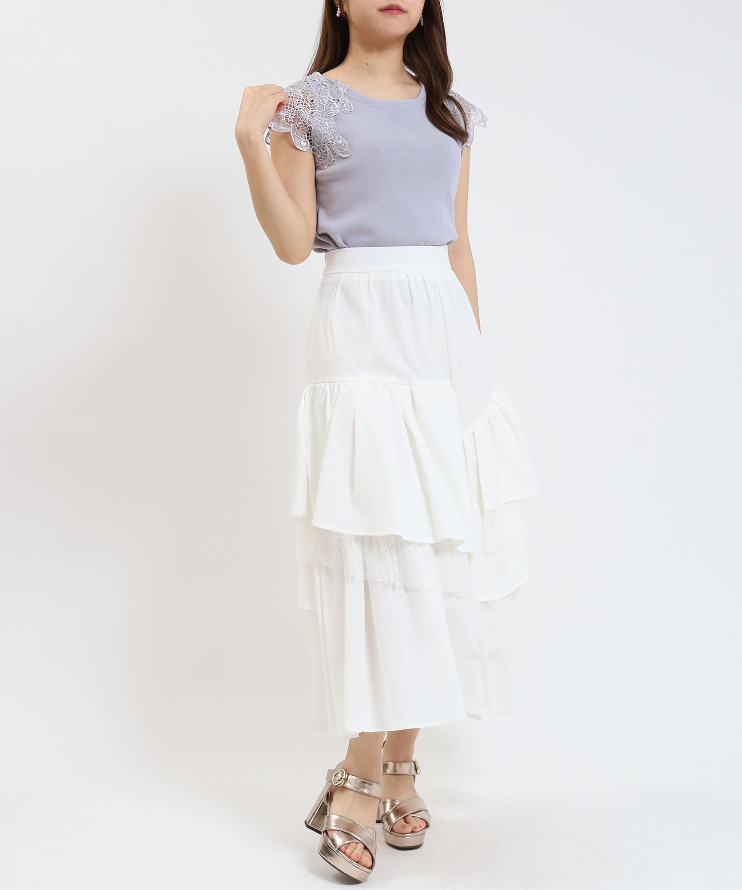 ピンクベージュ　model:158cm　着用サイズ:M