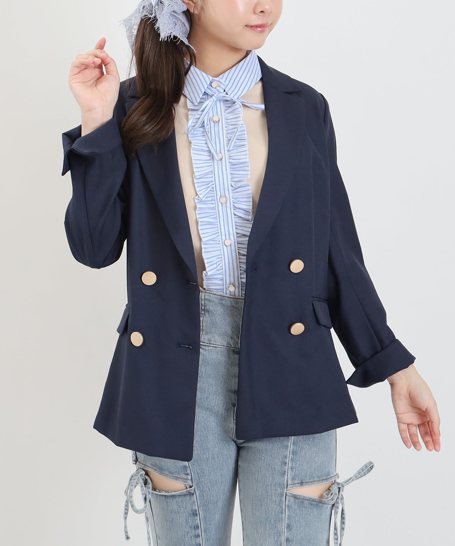 ネイビー　model：156cm　着用サイズ：S