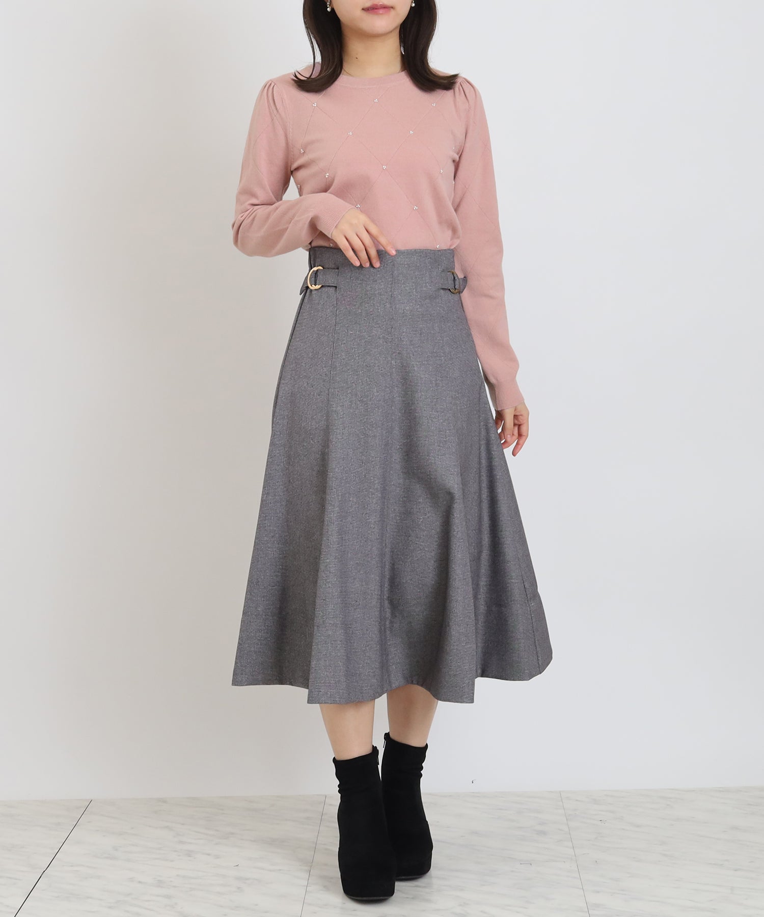 ピンクベージュ　model:156cm  着用サイズ：S