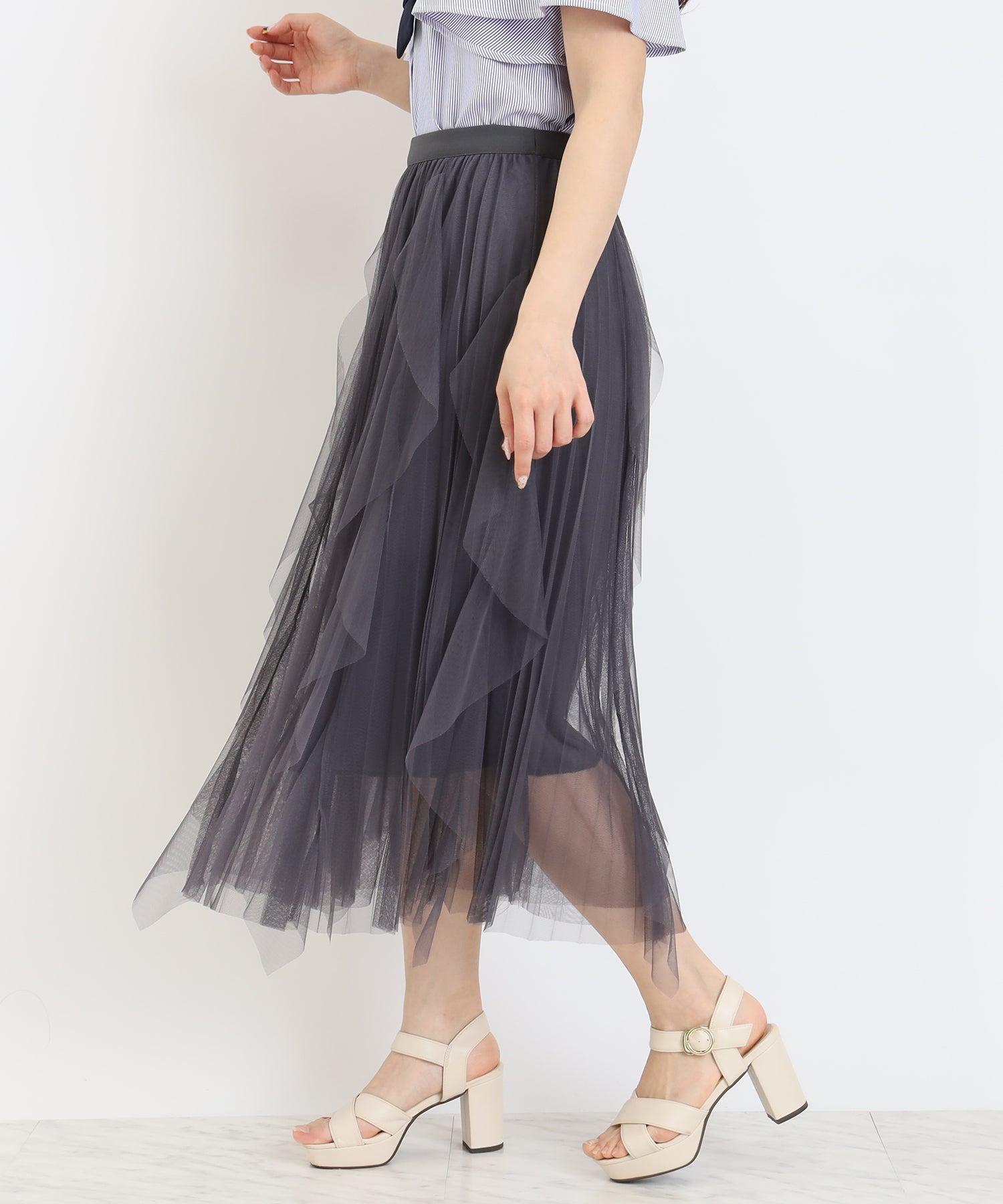 【リンカブル】チュールスカート　Mサイズ NEW】ラッフルチュールスカート