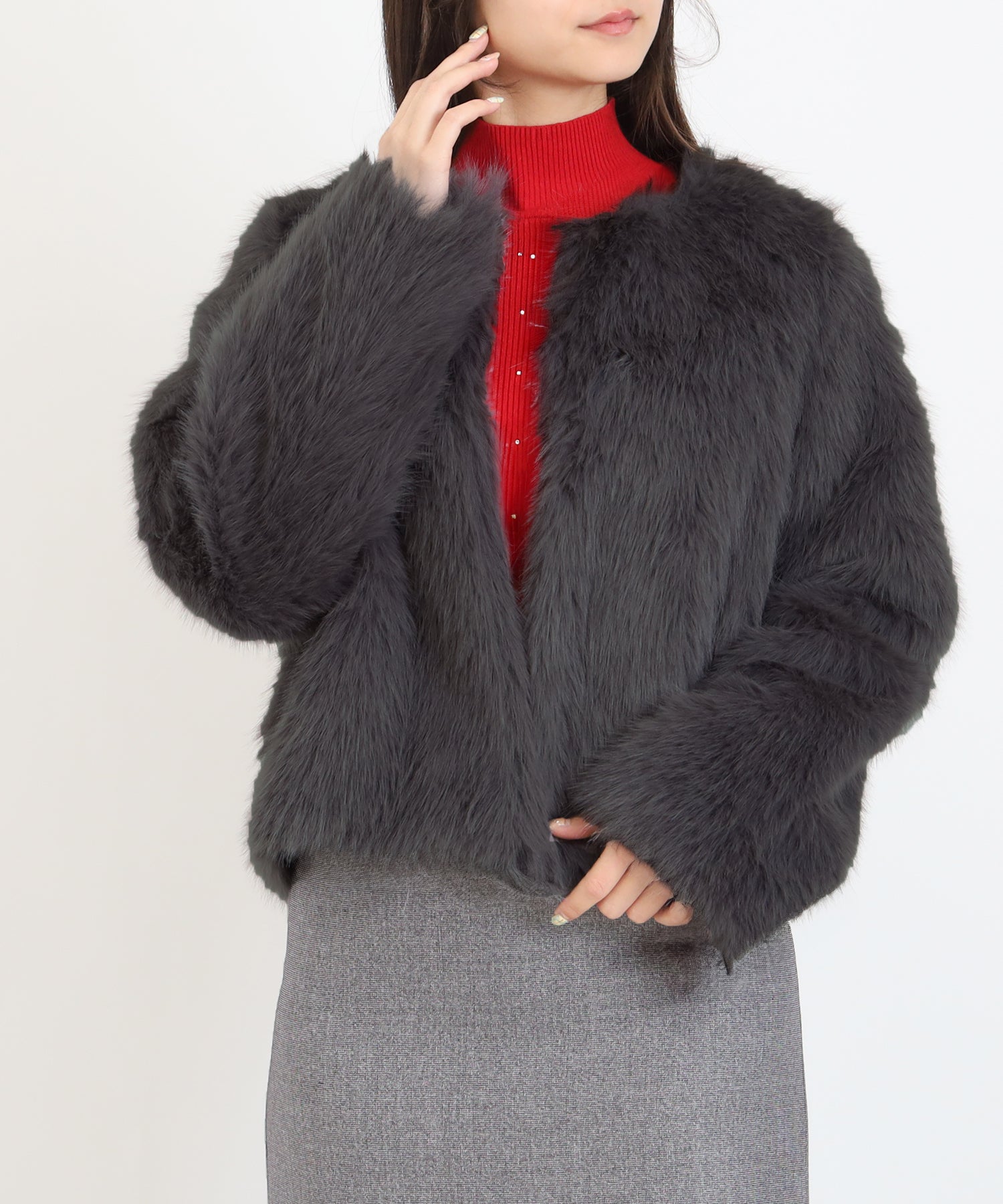 9090 ファーアウター グレーM 9090ファージャケット - メルカリ