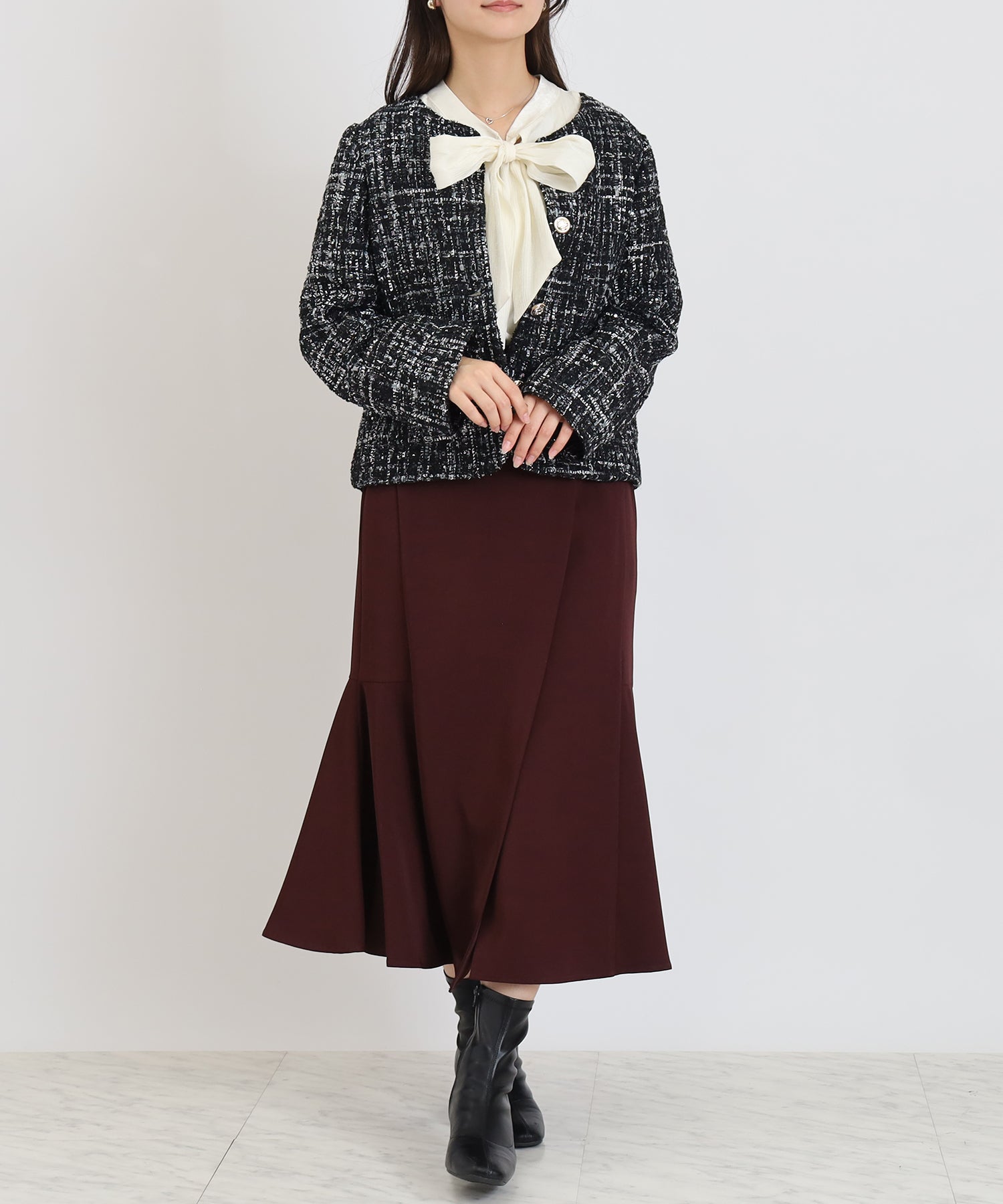 ツイードノーカラージャケット