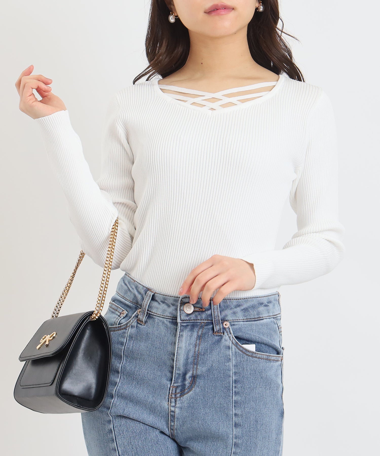 ホワイト　model:156㎝　着用サイズ：M