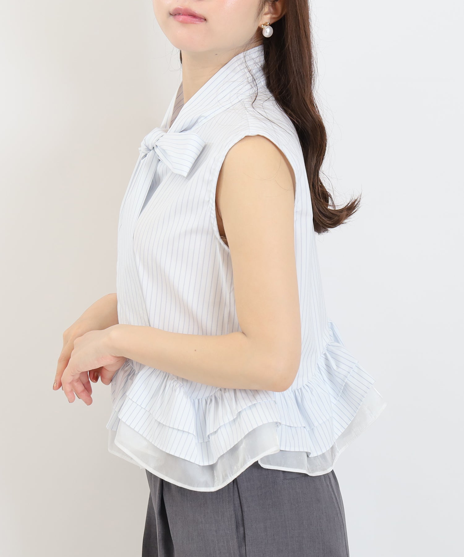ブルー(ストライプ)　model:156　着用サイズ：M