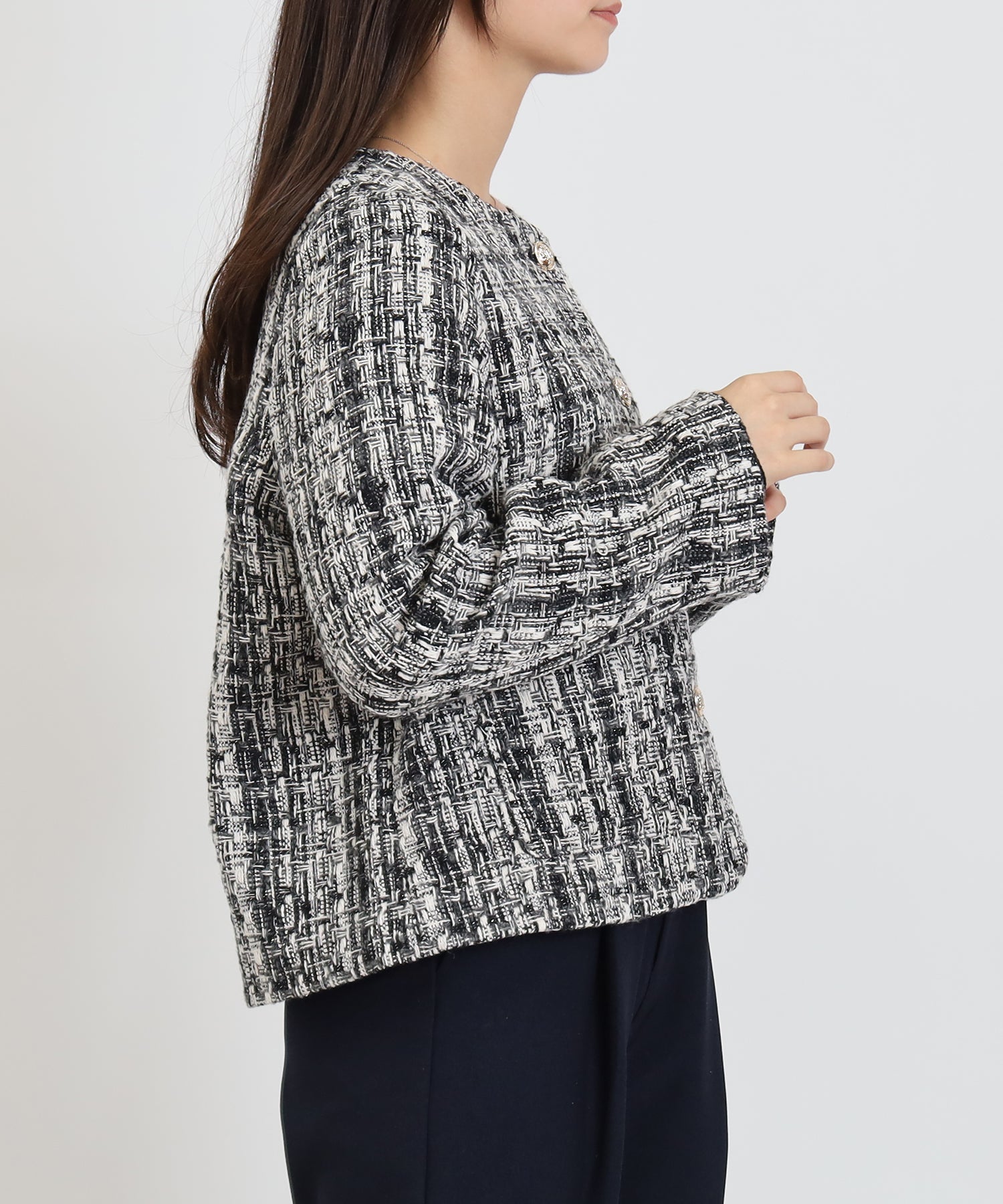 ツイードノーカラージャケット