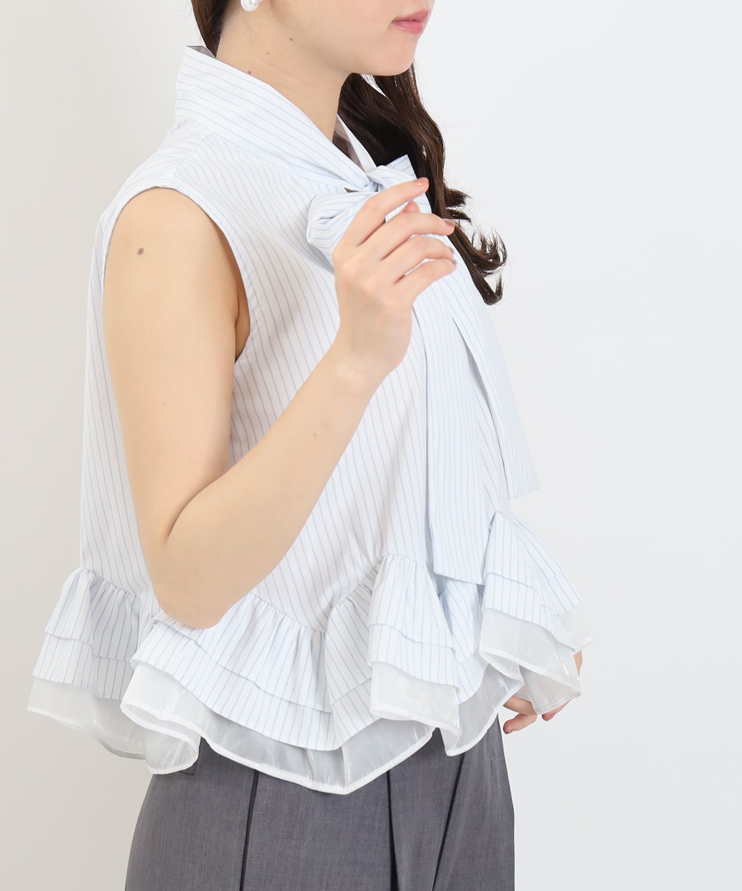 ブルー(ストライプ)　model:156　着用サイズ：M