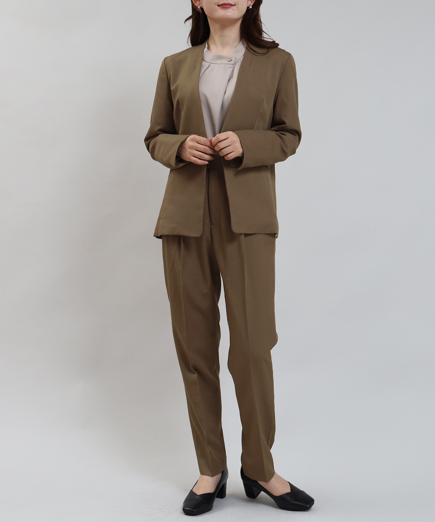 Collarless suit 2024 jacket womens