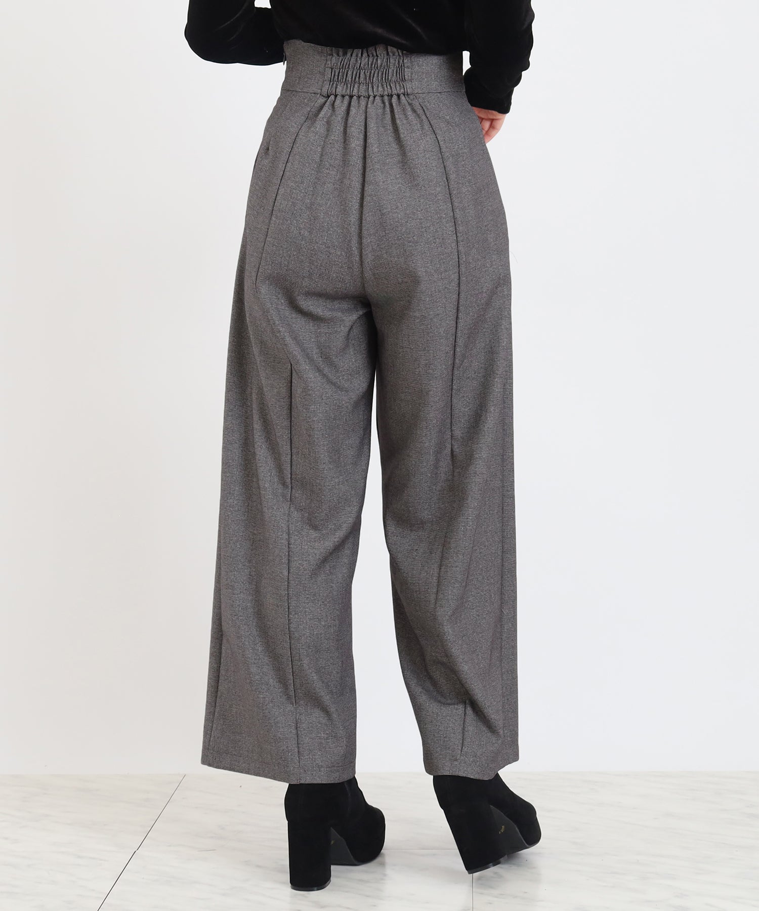 ライトグレー(千鳥格子柄)　model:156cm  着用サイズ：S