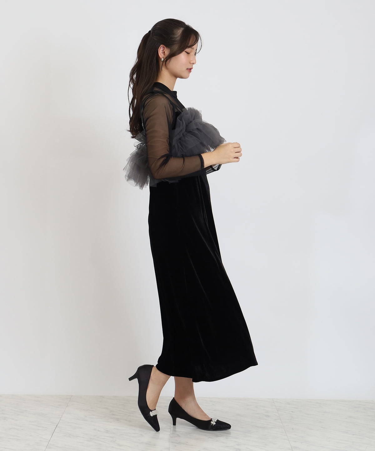 ブラック(ベロア)　model：160　着用サイズ：S