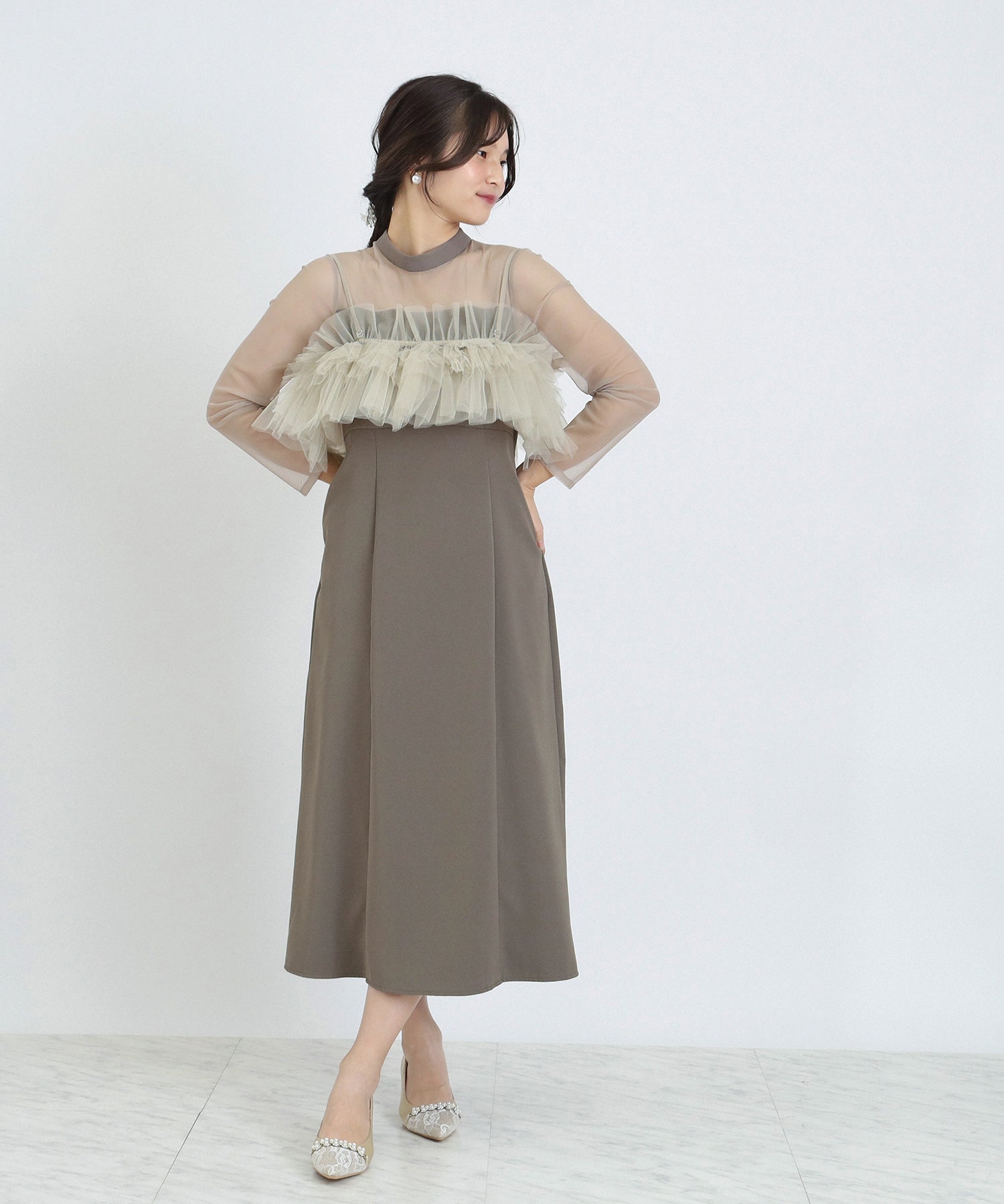 グレースコンチネンタル　トゥモローランド　セオリー　ドレステリア　アナイ ビーズ刺繍ドットドレス / GRACE CONTINENTAL | GRACE